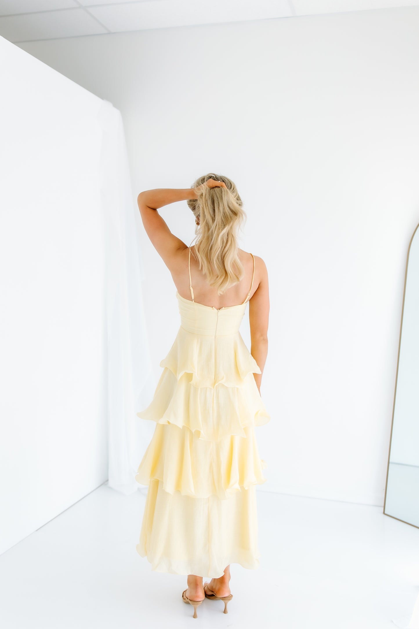 ANY IDEA RUFFLE MAXI DRESS