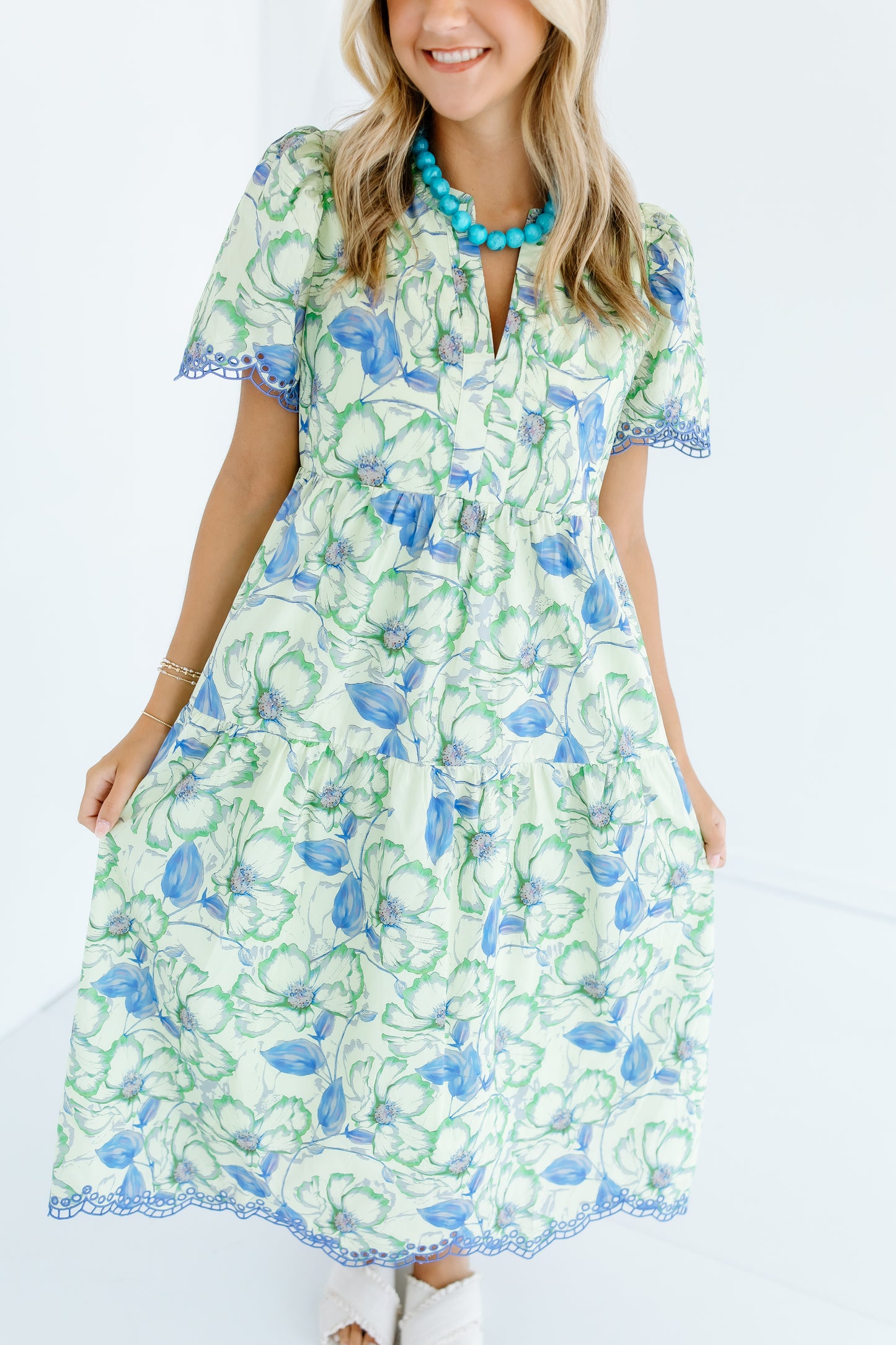 PRINTED EASY MIDI DRESS
