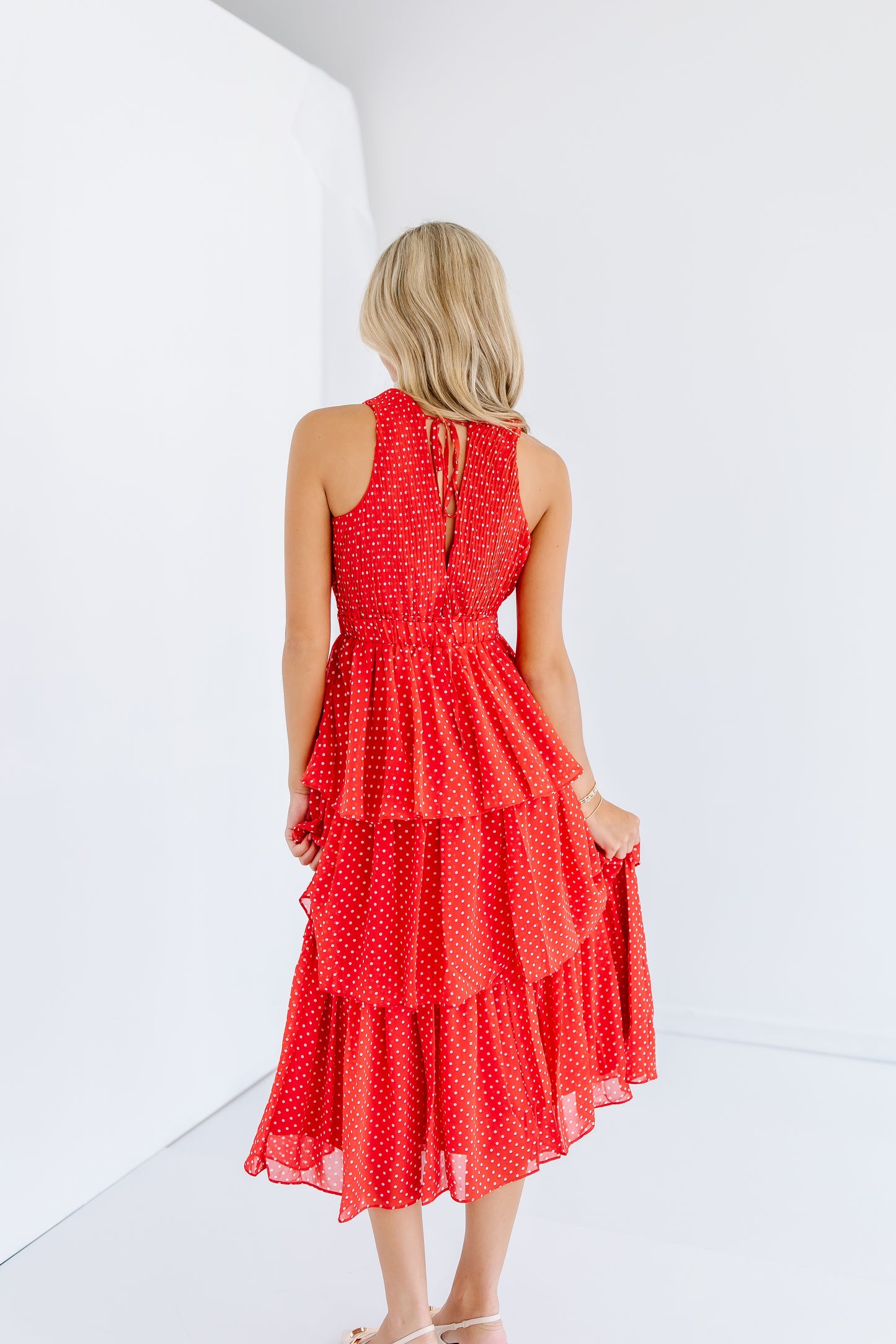 INTUITION POLKA DOT MIDI DRESS
