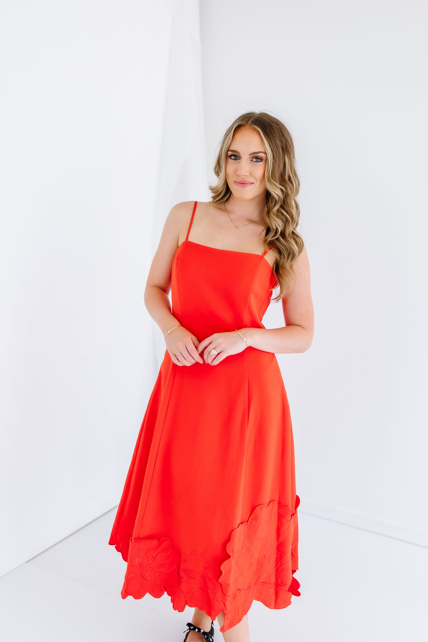 WITHOUT YOU 3D FLORAL MIDI DRESS