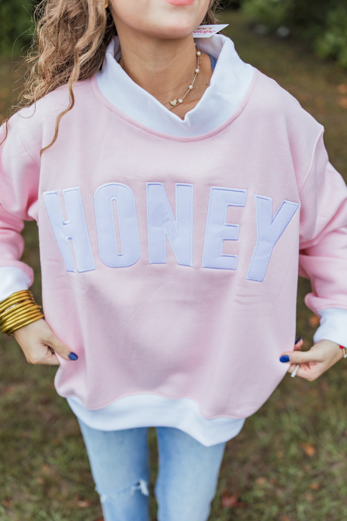 HONEY TWO TONED PINK MOCK NECK