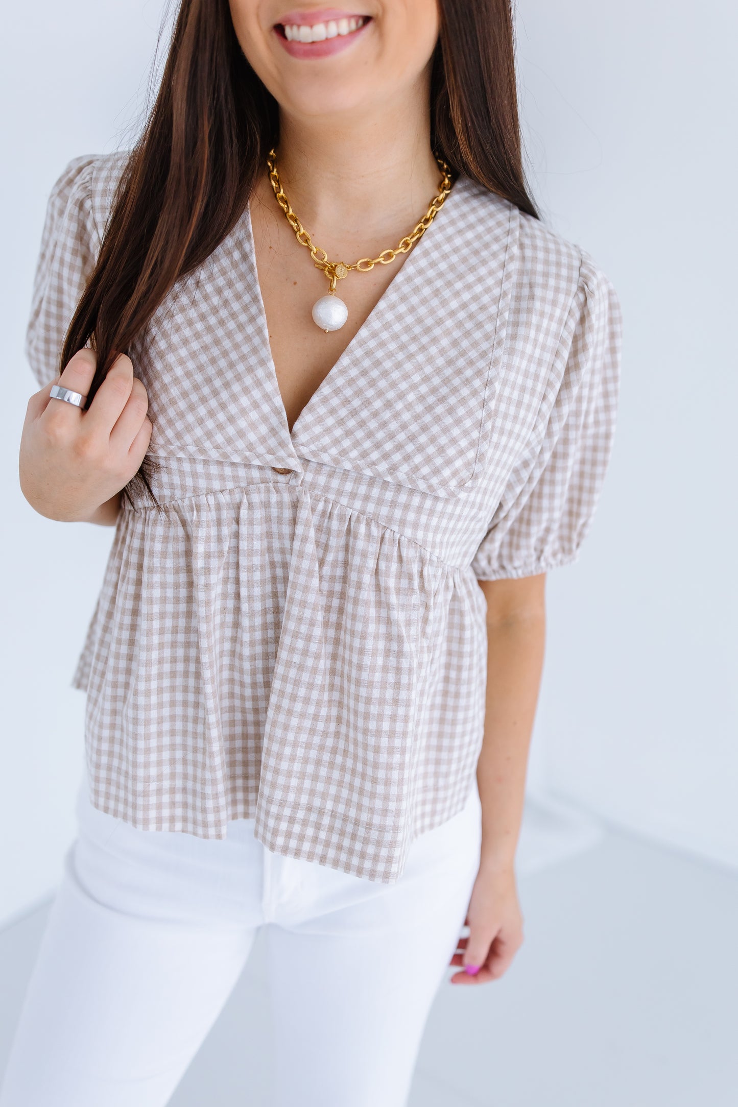 DEBUT PLAID COLLARD BLOUSE
