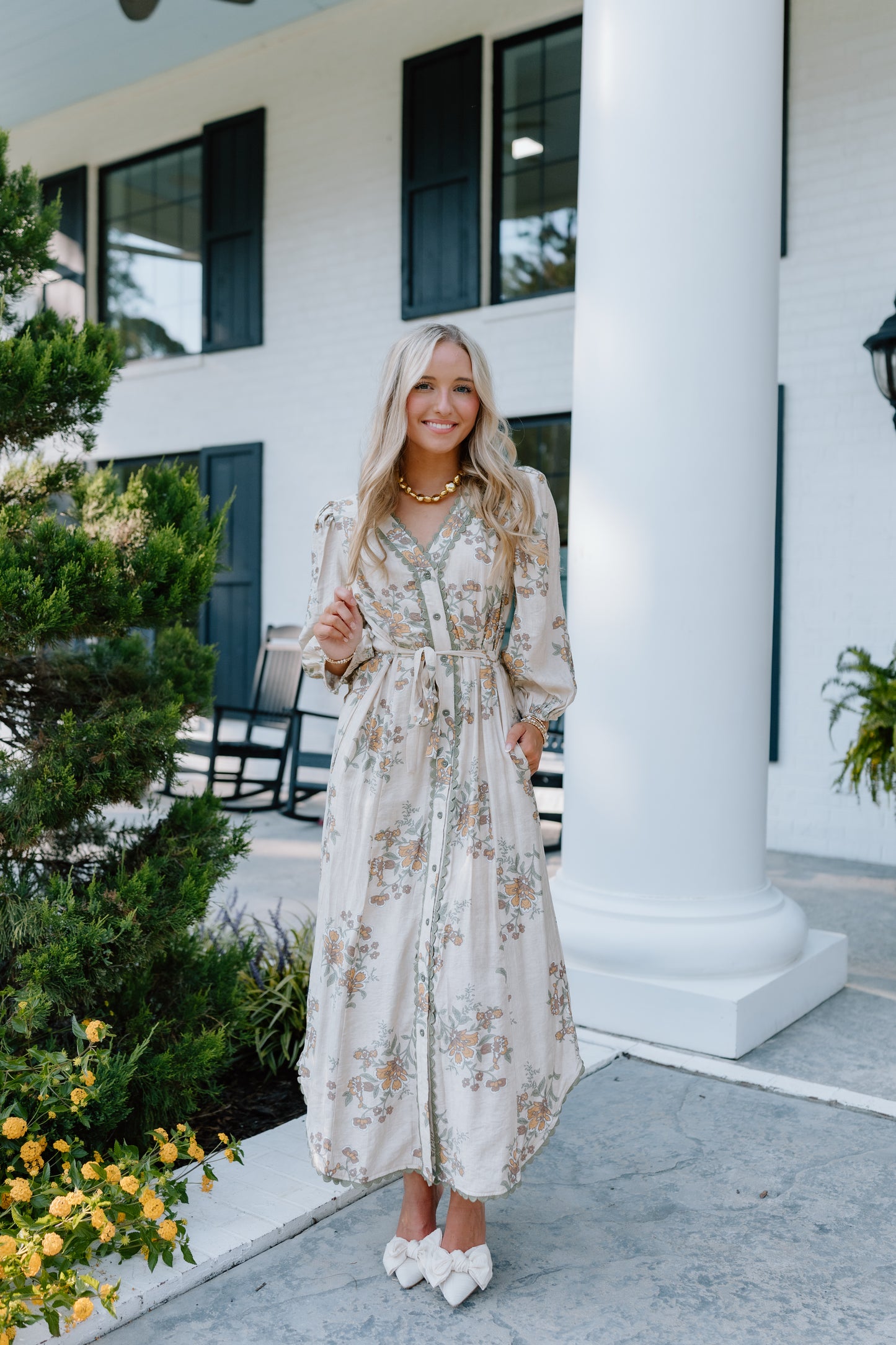 THE LONG WAY FLORAL MIDI DRESS