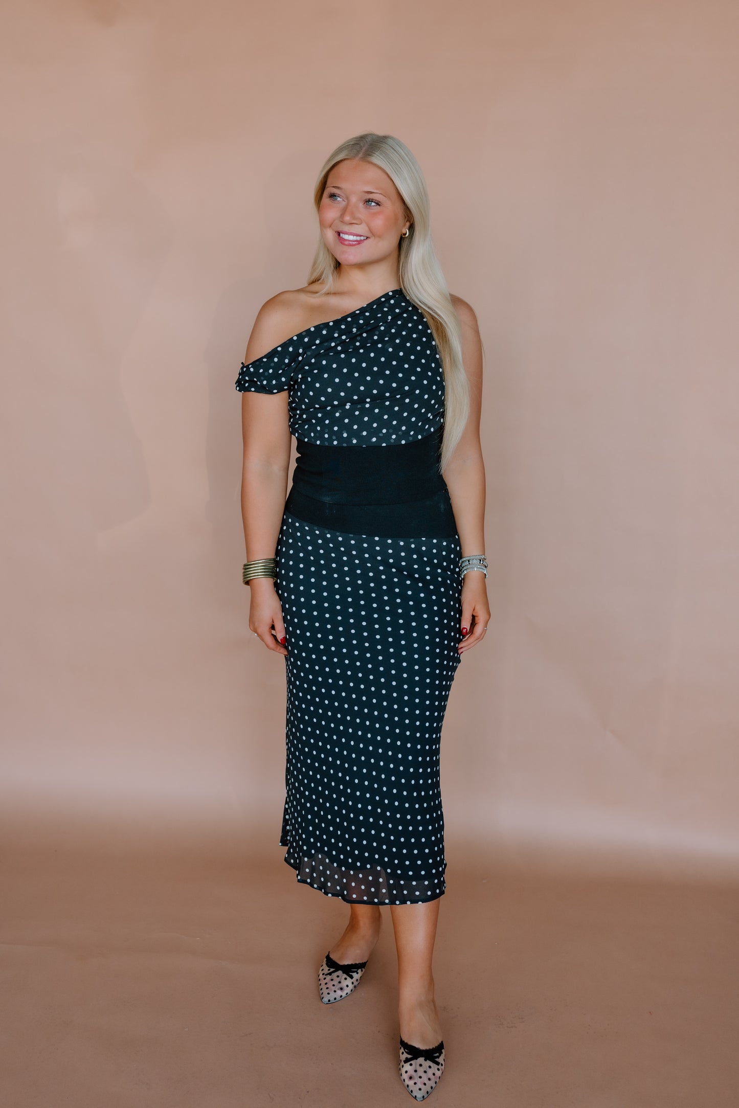 COWL NECK POLKA DOT SET