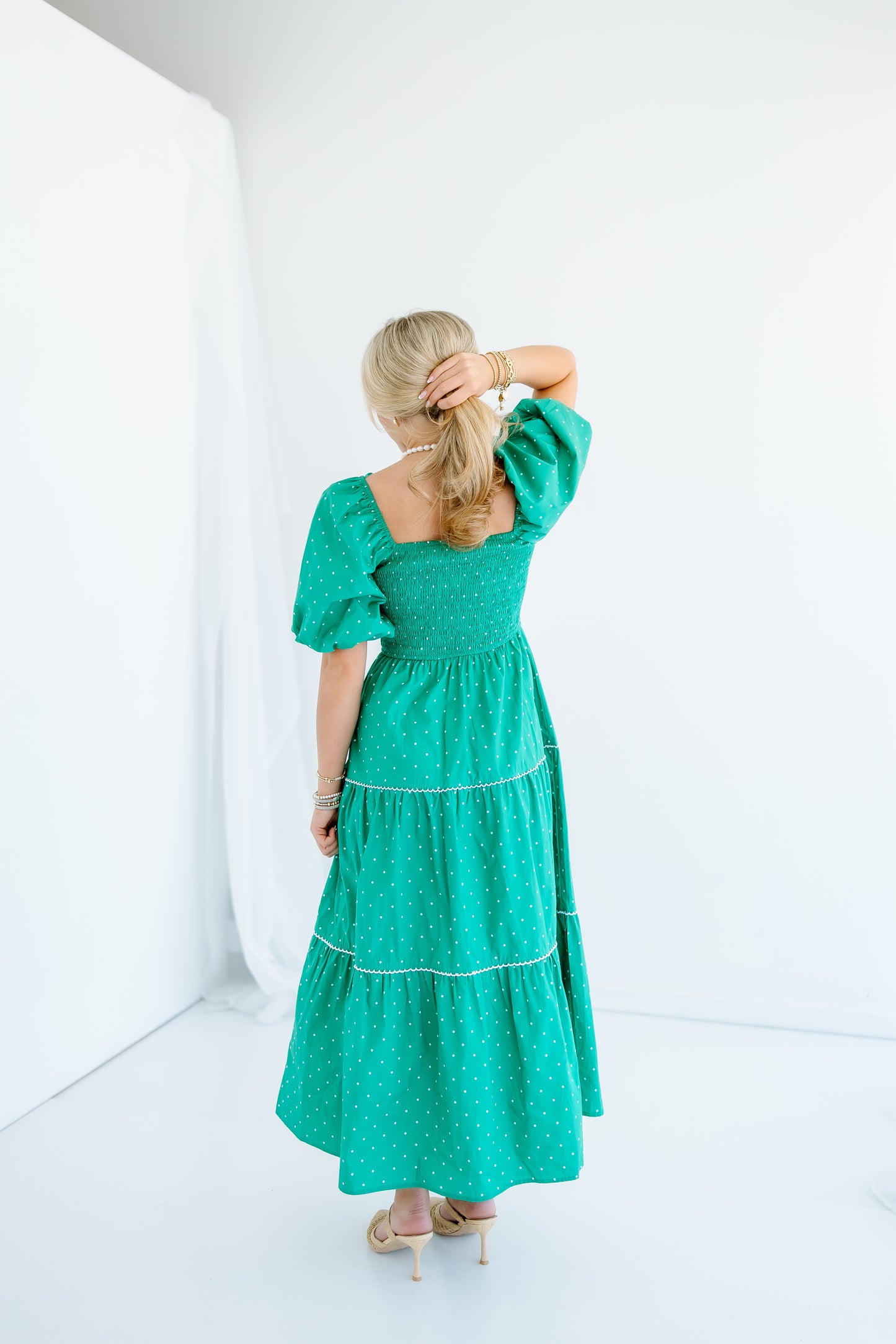BOW SMOCKING TOP POLKA DOT DRESS