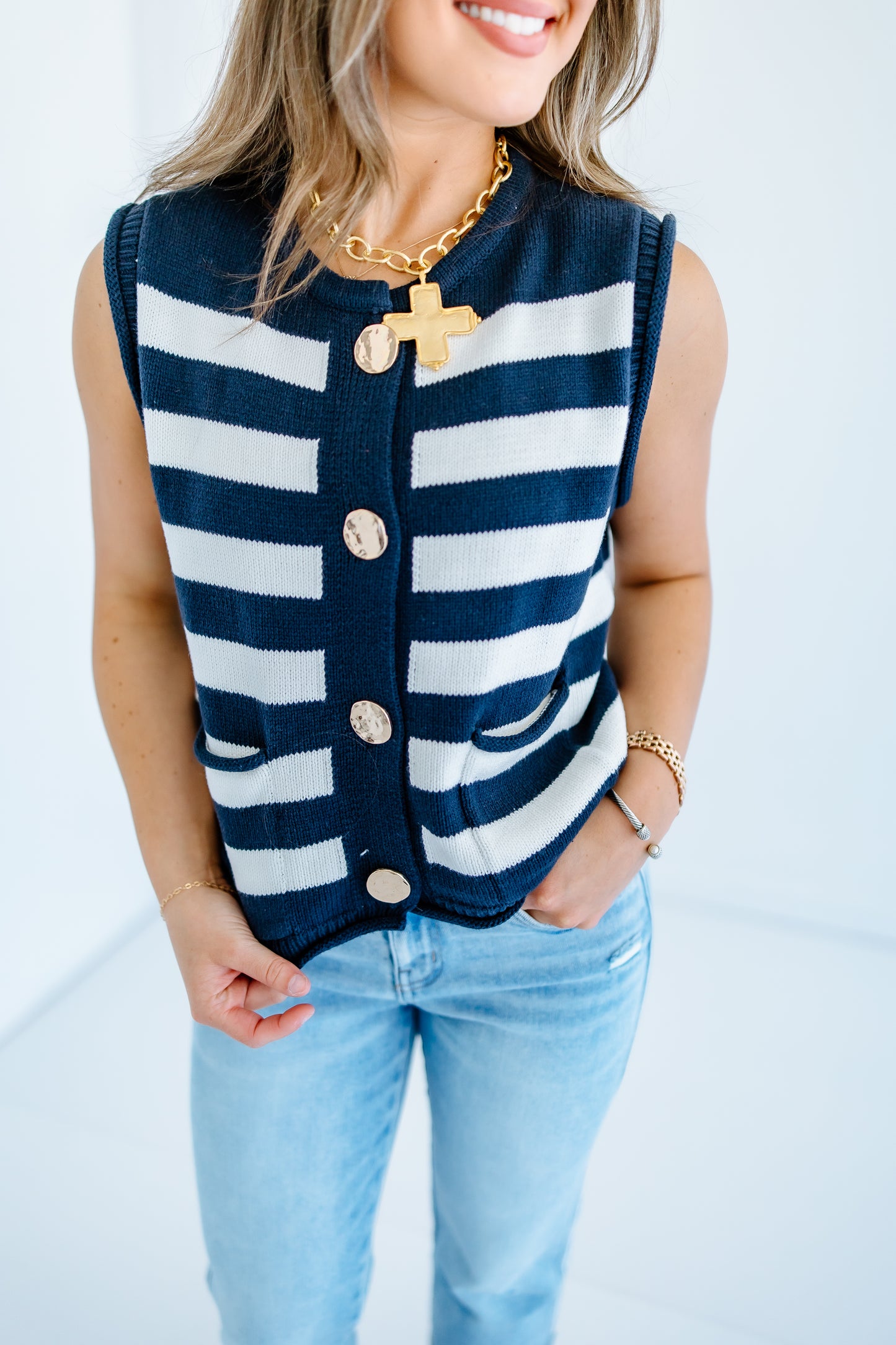 AMERICAN MADE STRIPE SWEATER TANK