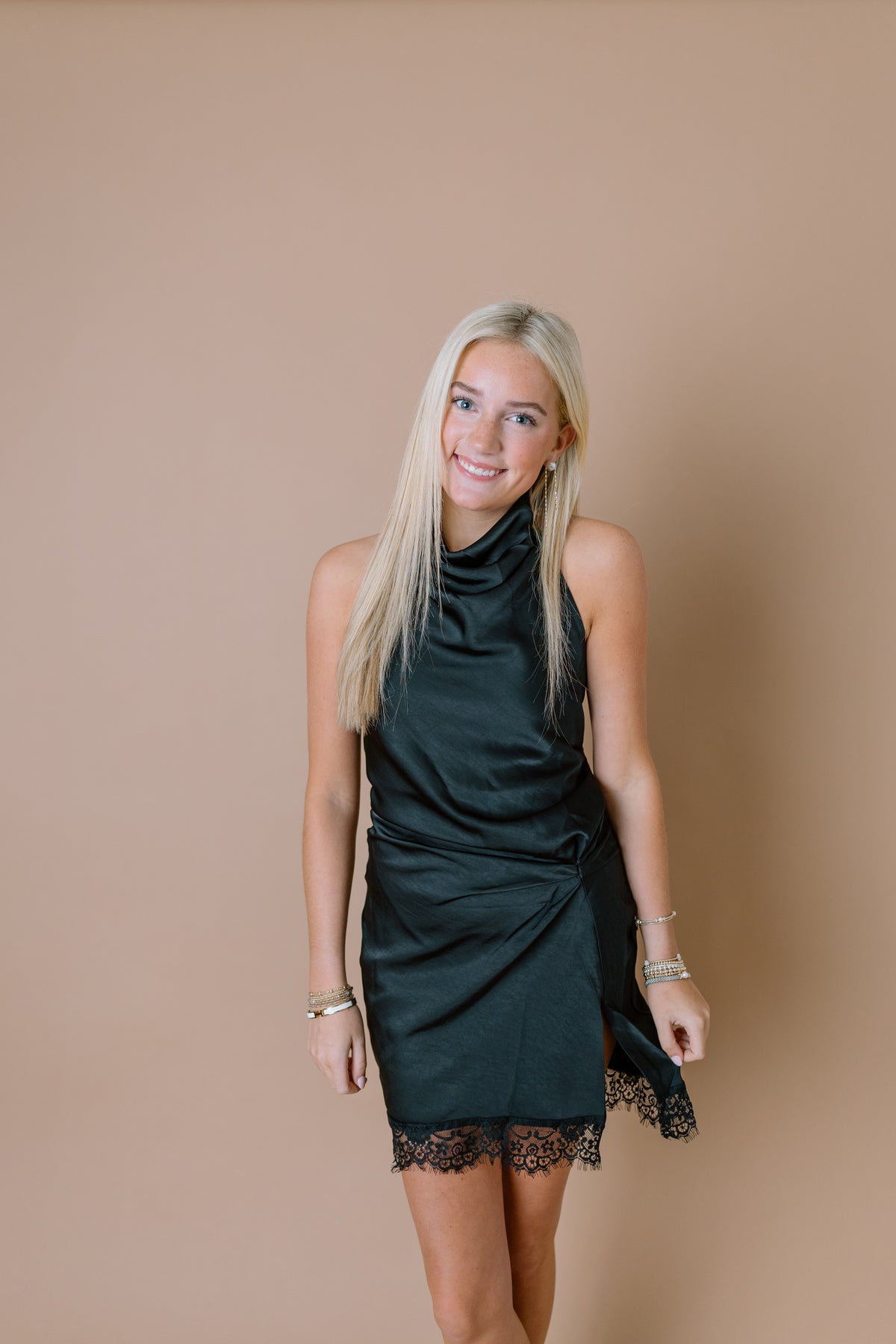 ALL RIGHT LACE TRIM MINI DRESS