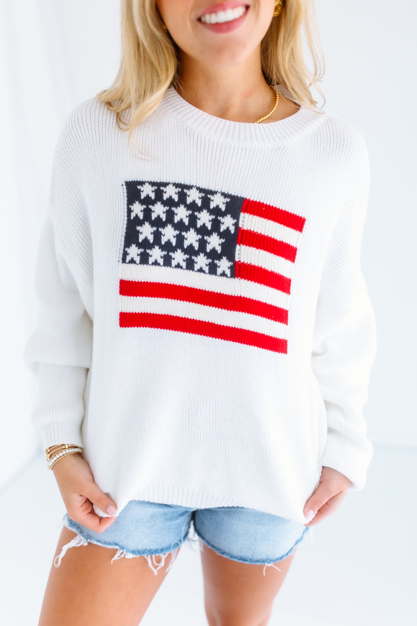 FLAG ROUND NECK OVERSIZED SWEATER