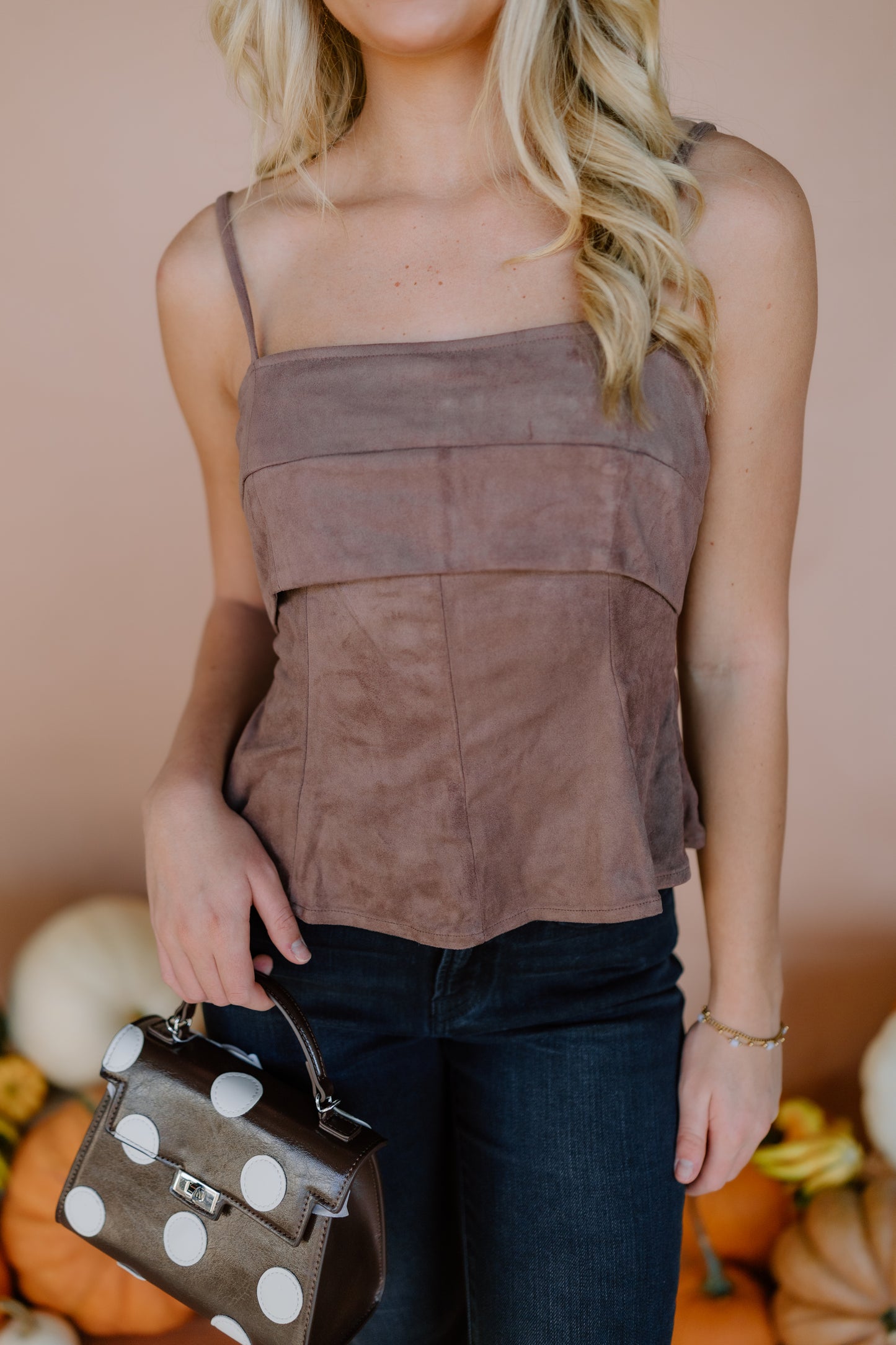FIT AND FLARE SUEDE TOP