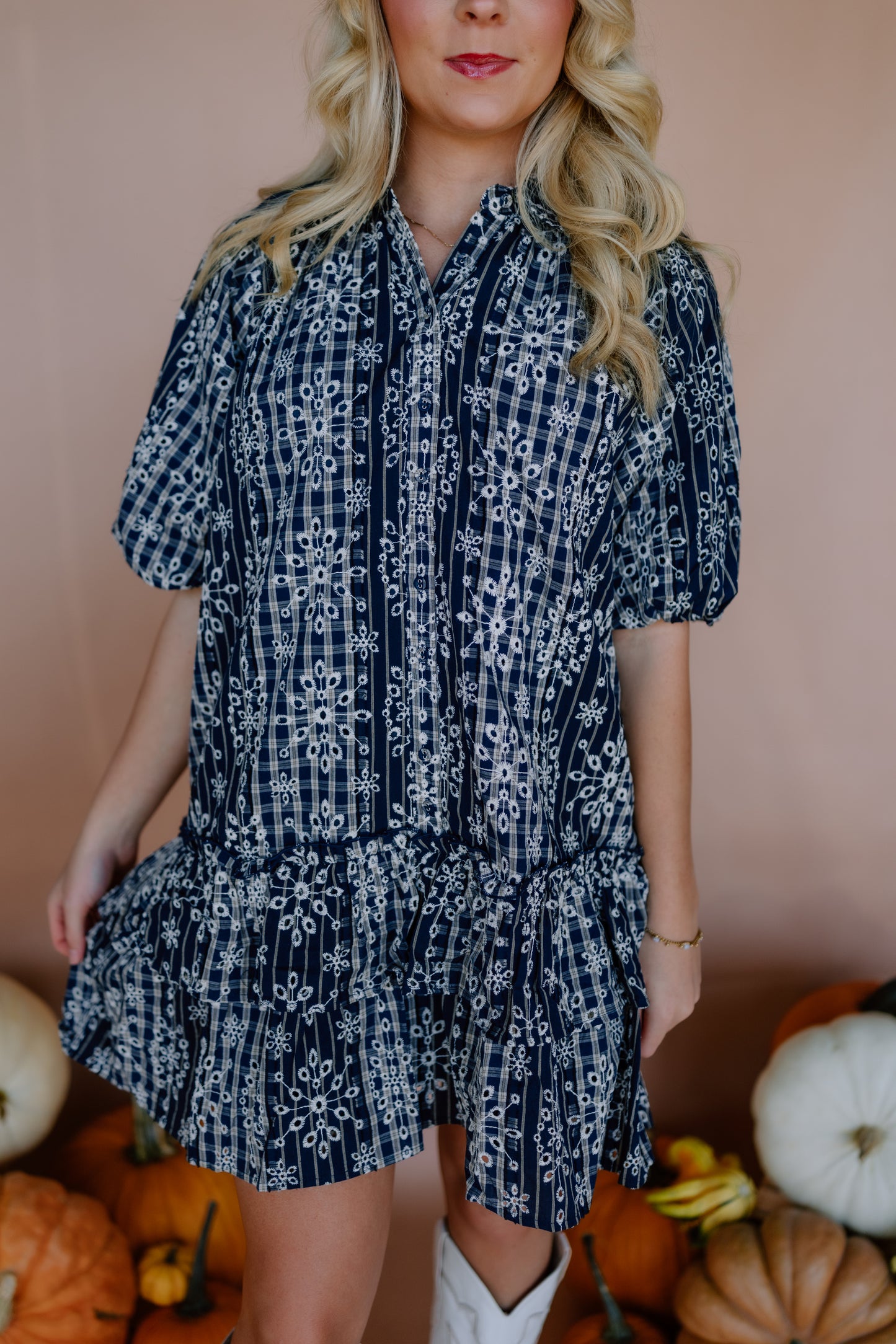 EMBROIDERED MINI SHIRT DRESS