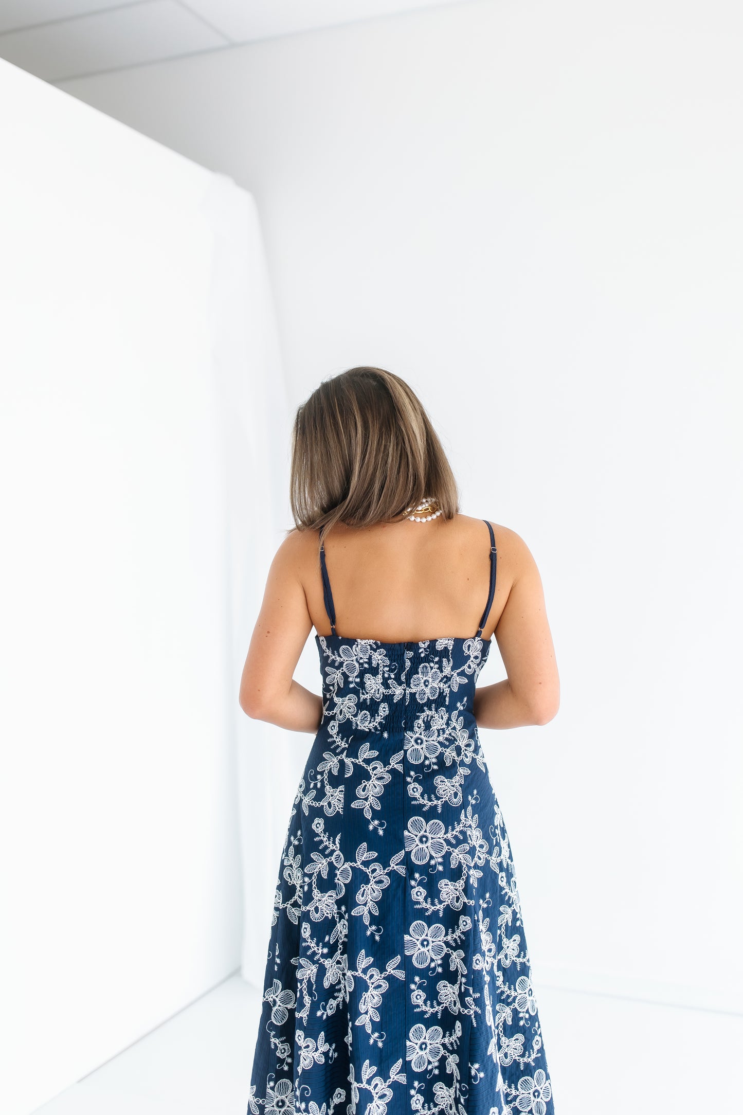 HATLEY EMBROIDERED MIDI DRESS