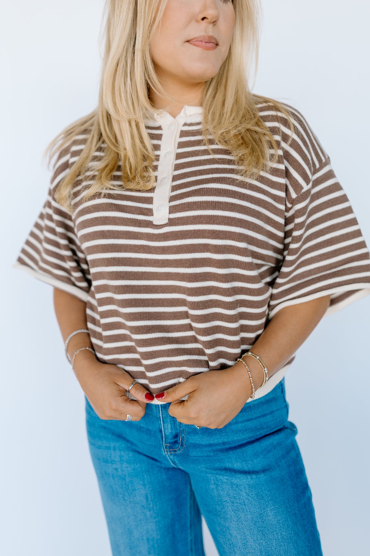 NEED SOME COLOR STRIPE SWEATER