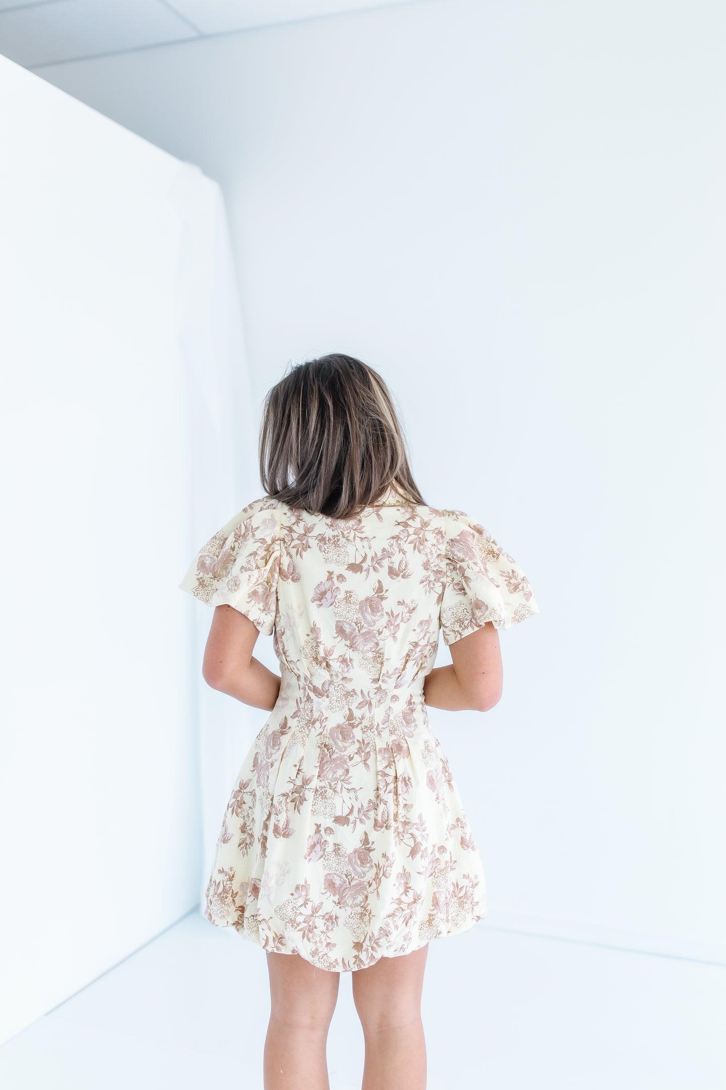 CAMILLE FLORAL BUBBLE HEM MINI DRESS