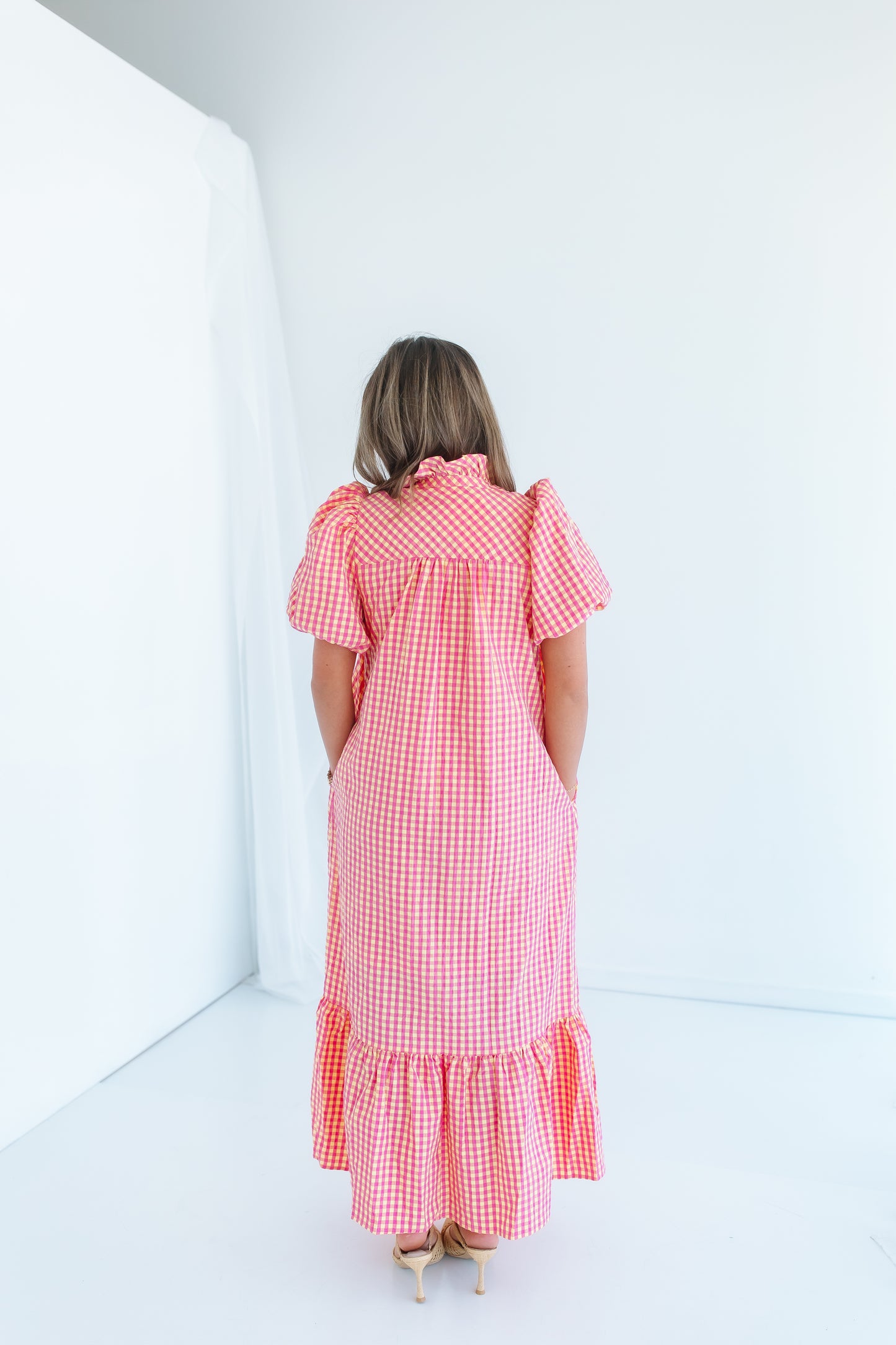OVER THE MOON GINGHAM MIDI DRESS