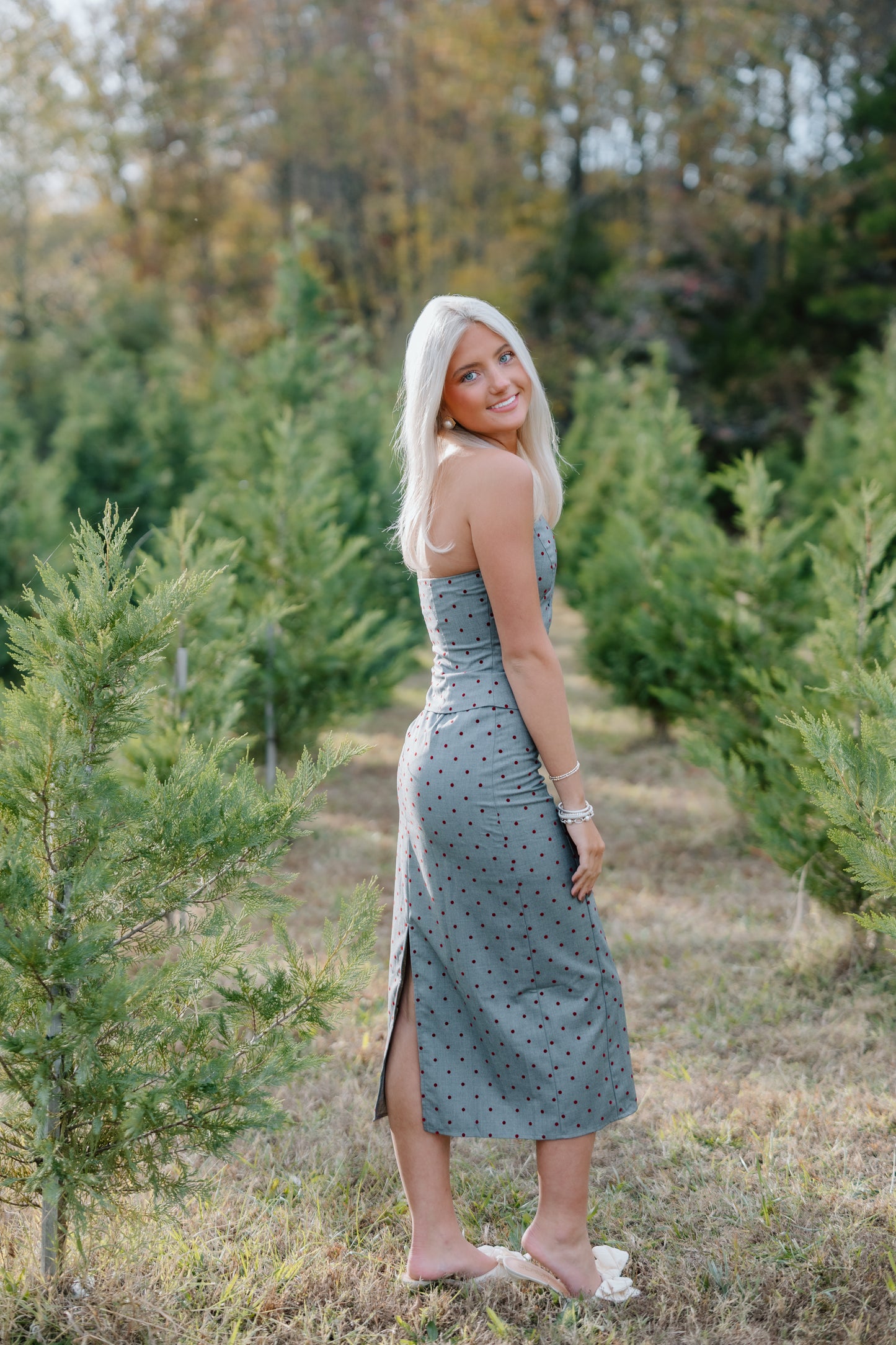 HOLIDAY POLKA DOT HALTER NECK SET