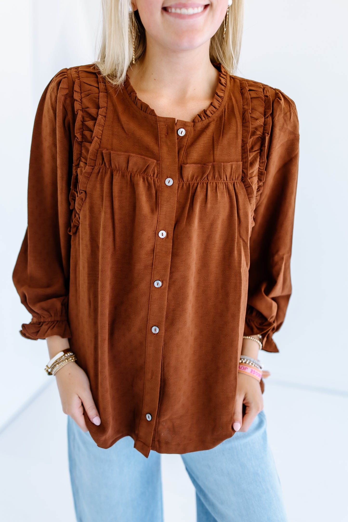 WISH YOU WELL RUFFLE BLOUSE
