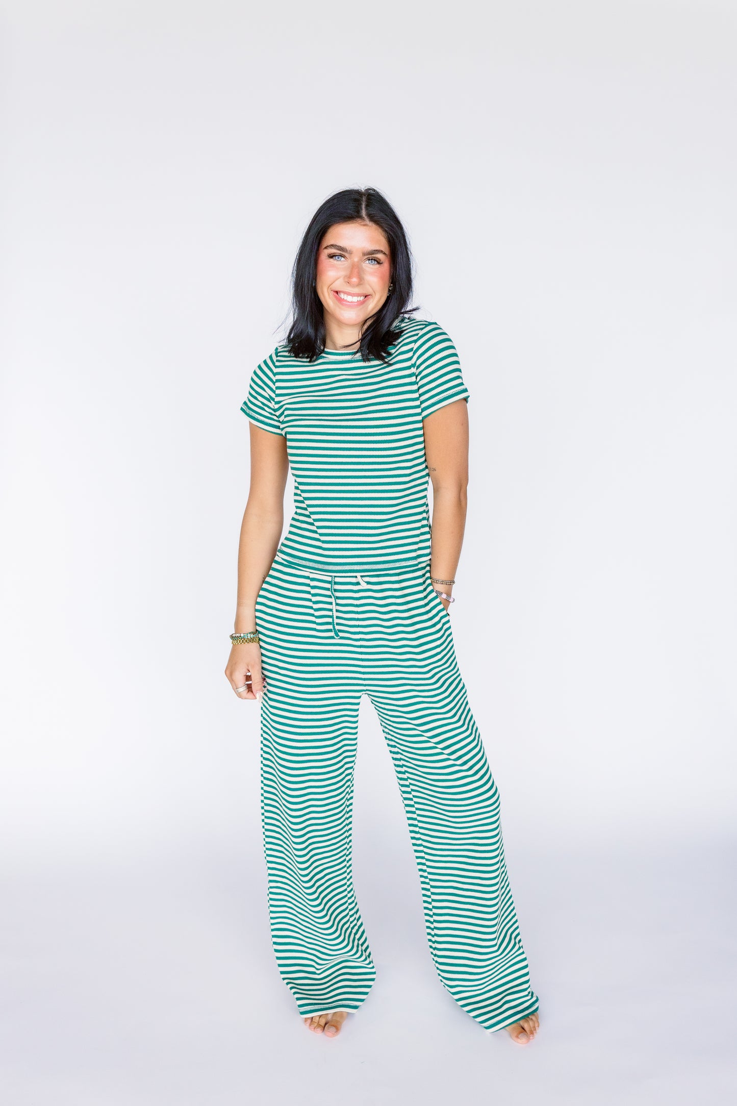 EVEN IF RIB STRIPED TEE SET