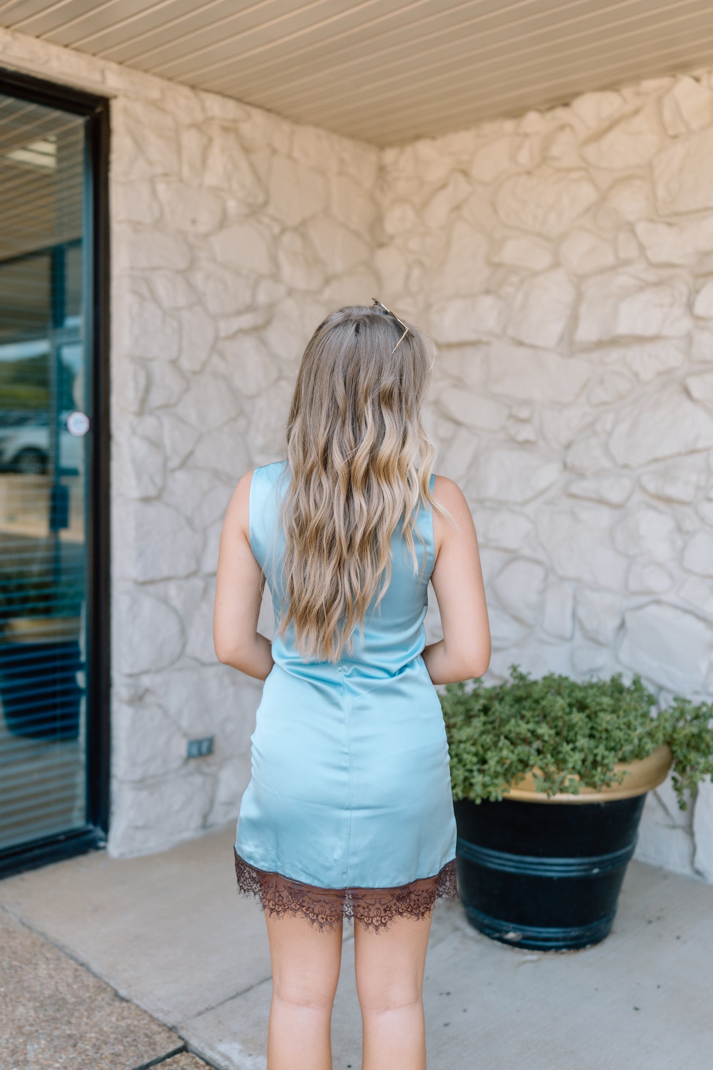 COULD'VE BEEN SATIN LACE MINI DRESS
