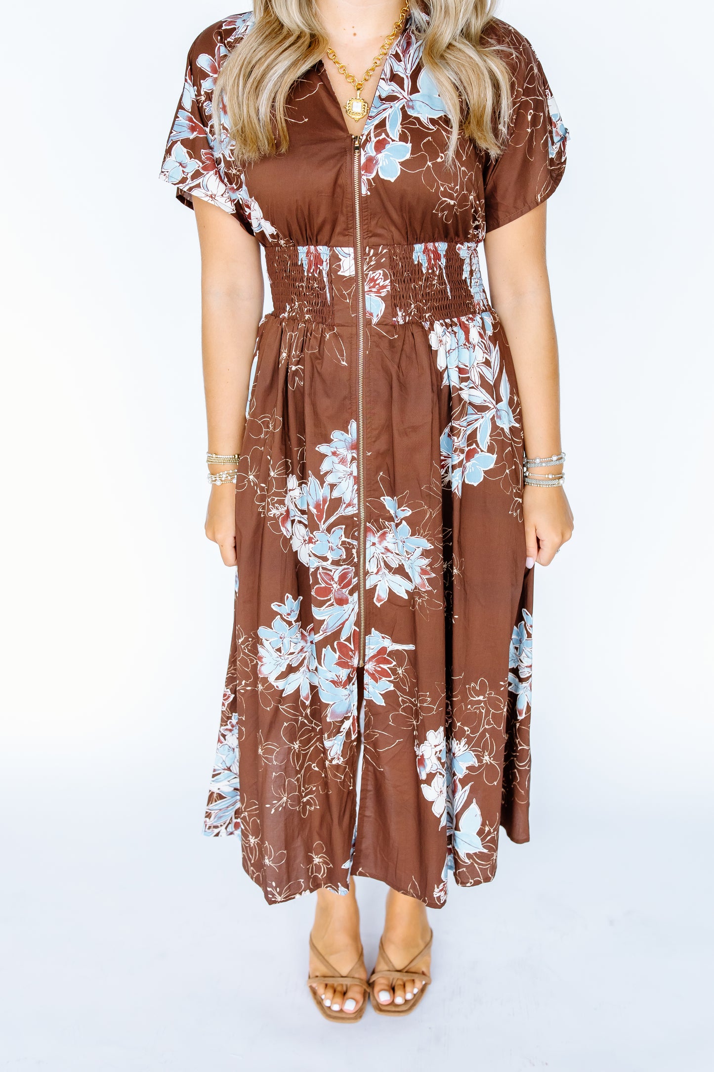 TOO CLOSE FLORAL MIDI DRESS