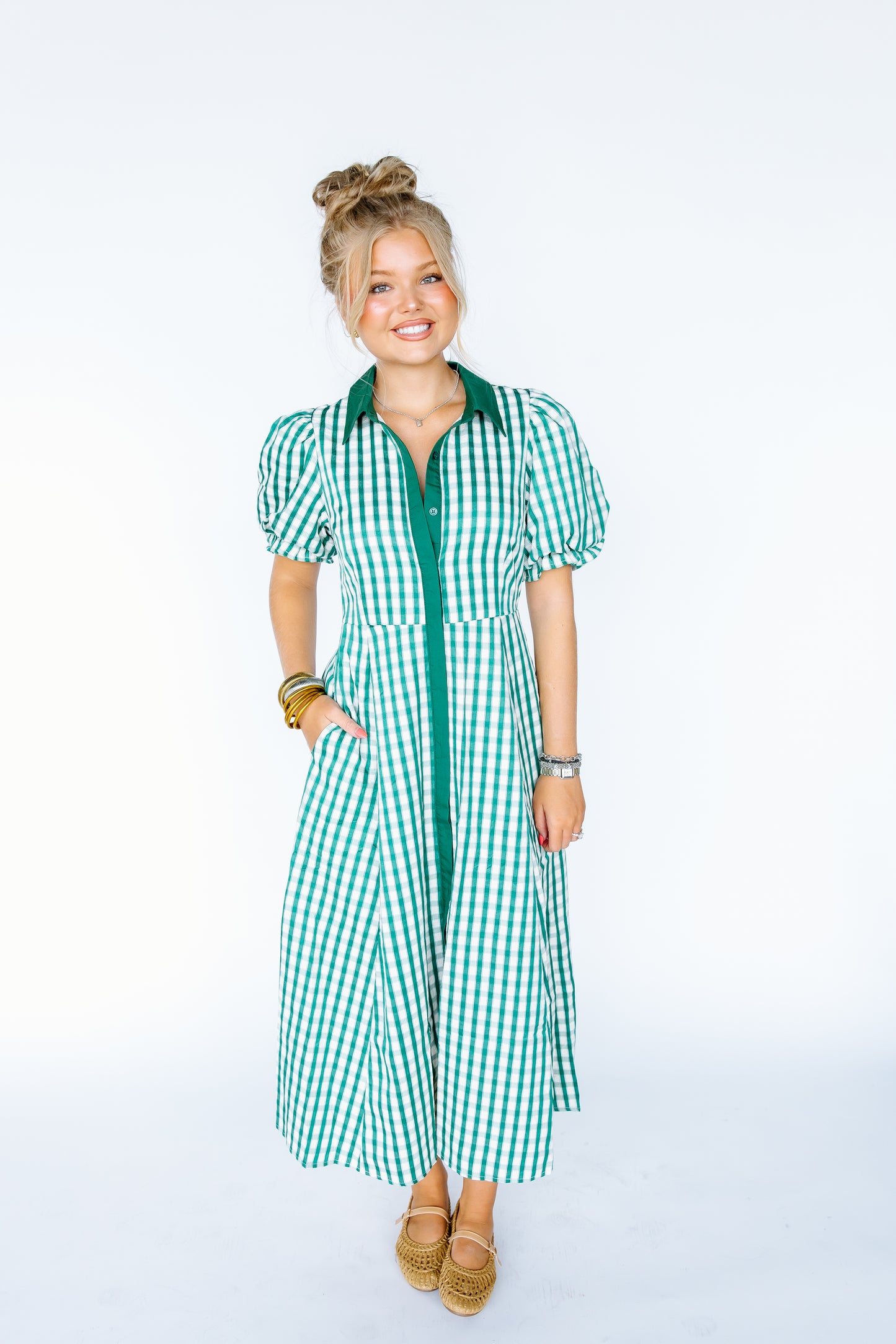 WHO IS GINGHAM MIDI DRESS