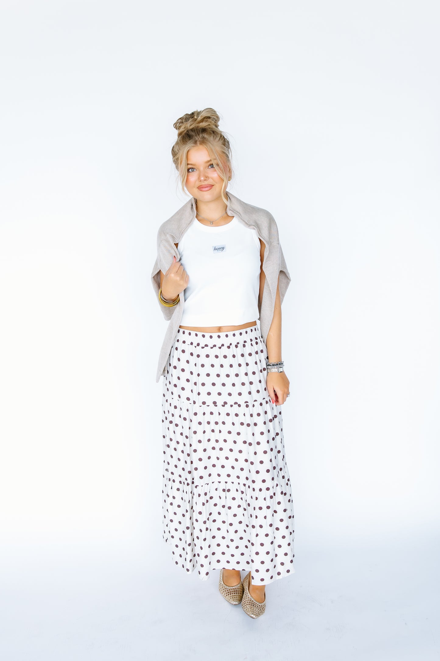 BEFORE YOU GO POLKA DOT SKIRT