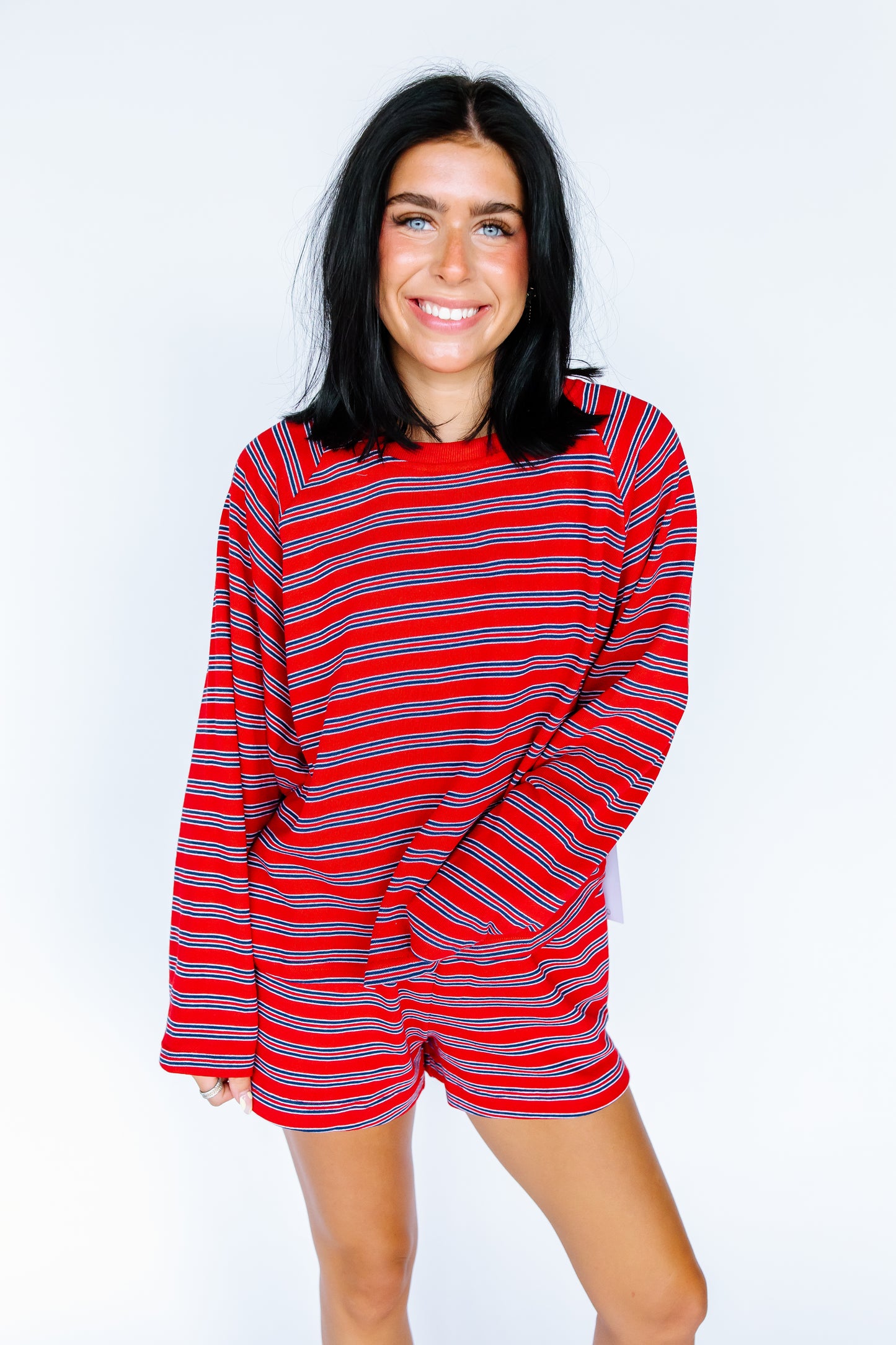 EMILIA RED AND NAVY STRIPE SET