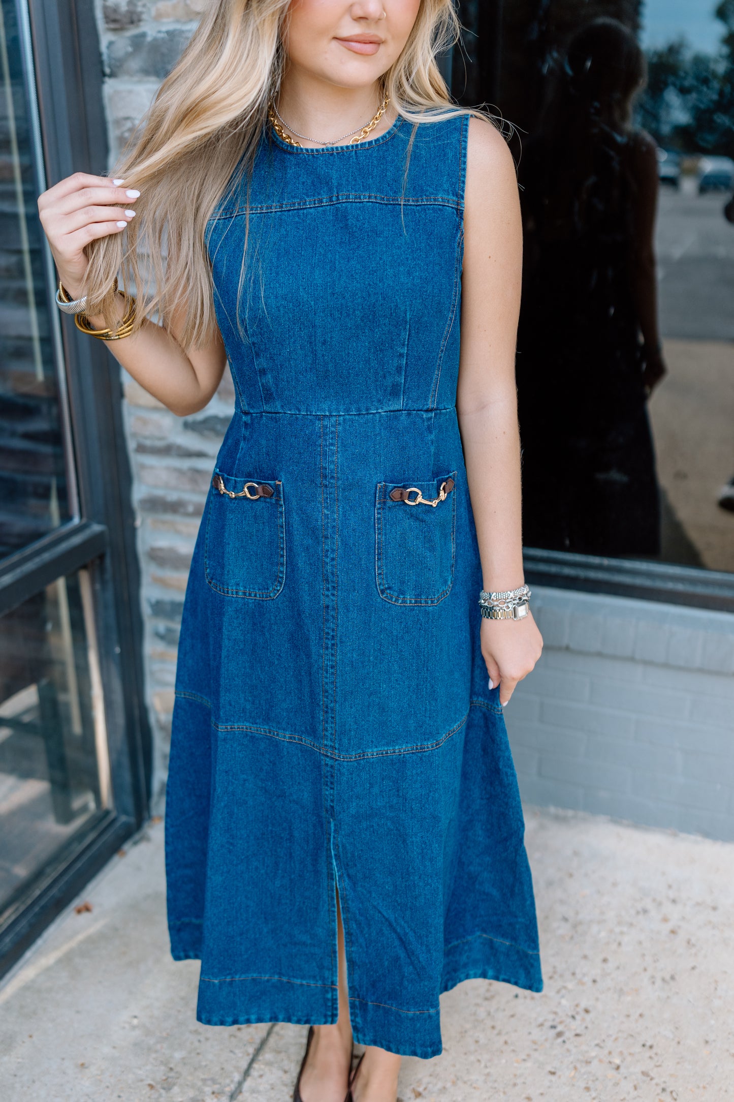 NOT LOST DENIM MIDI DRESS