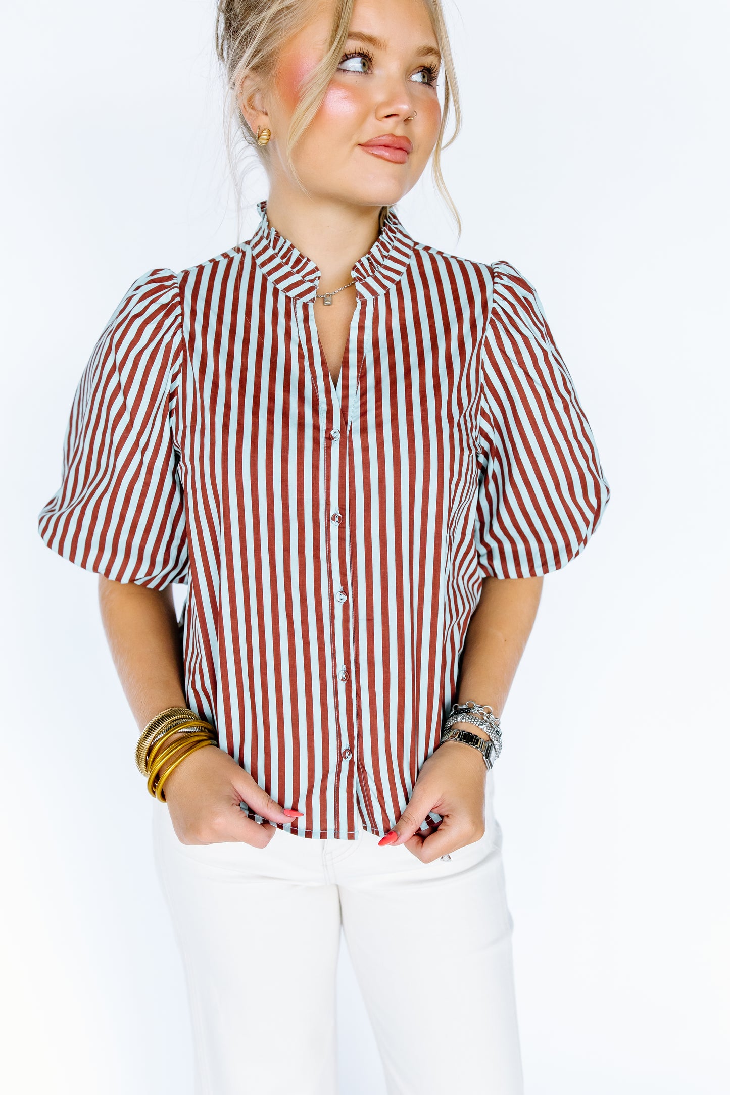 NO HARD FEELINGS STRIPE TOP