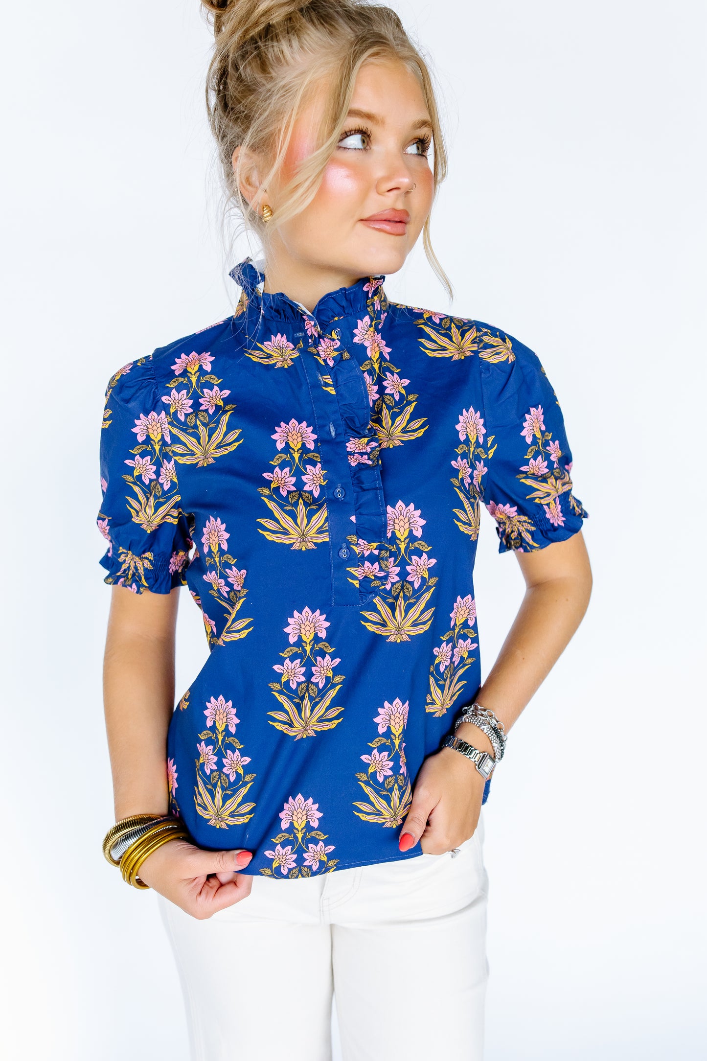 CHANGED FLORAL COLLAR TOP