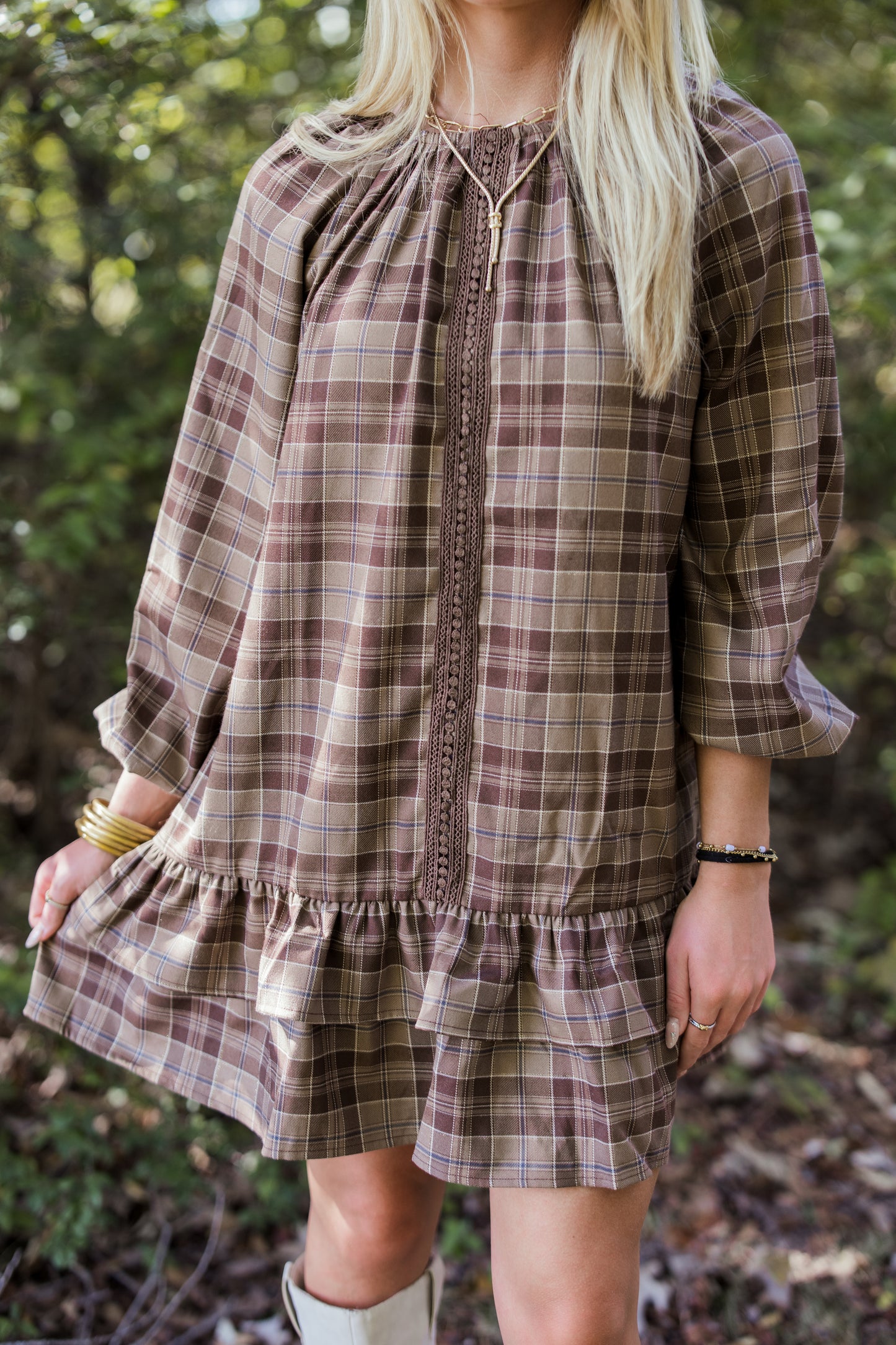 FOREVER FALL PLAID MINI DRESS