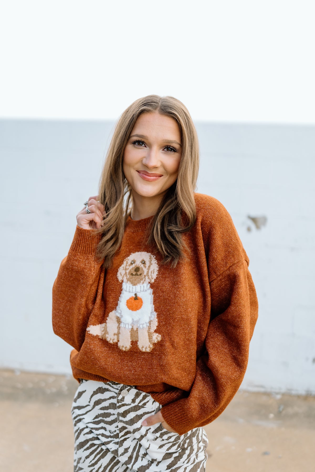 PUMPKIN DOODLE SWEATER TOP