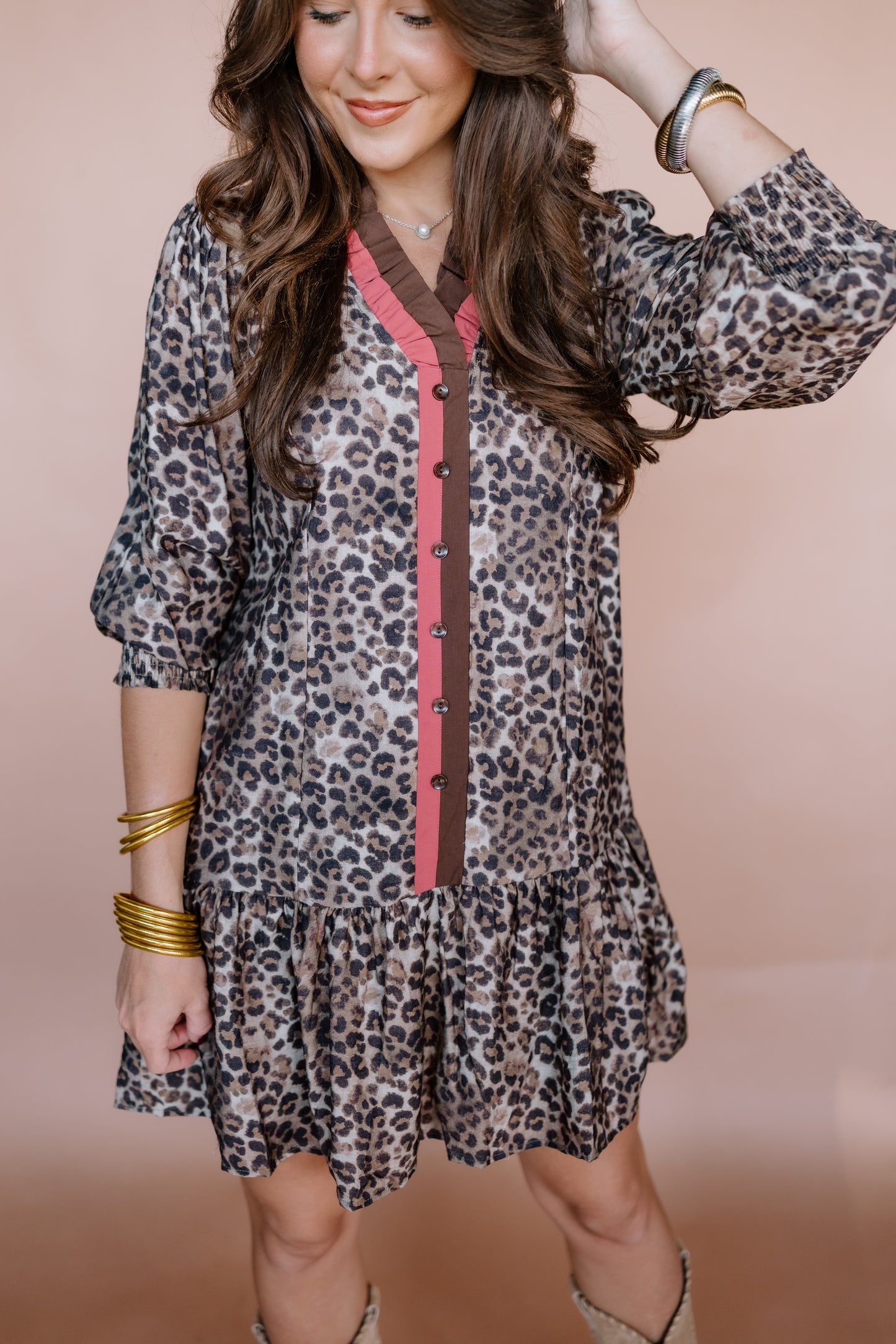 GETTING YA BACK LEOPARD DRESS