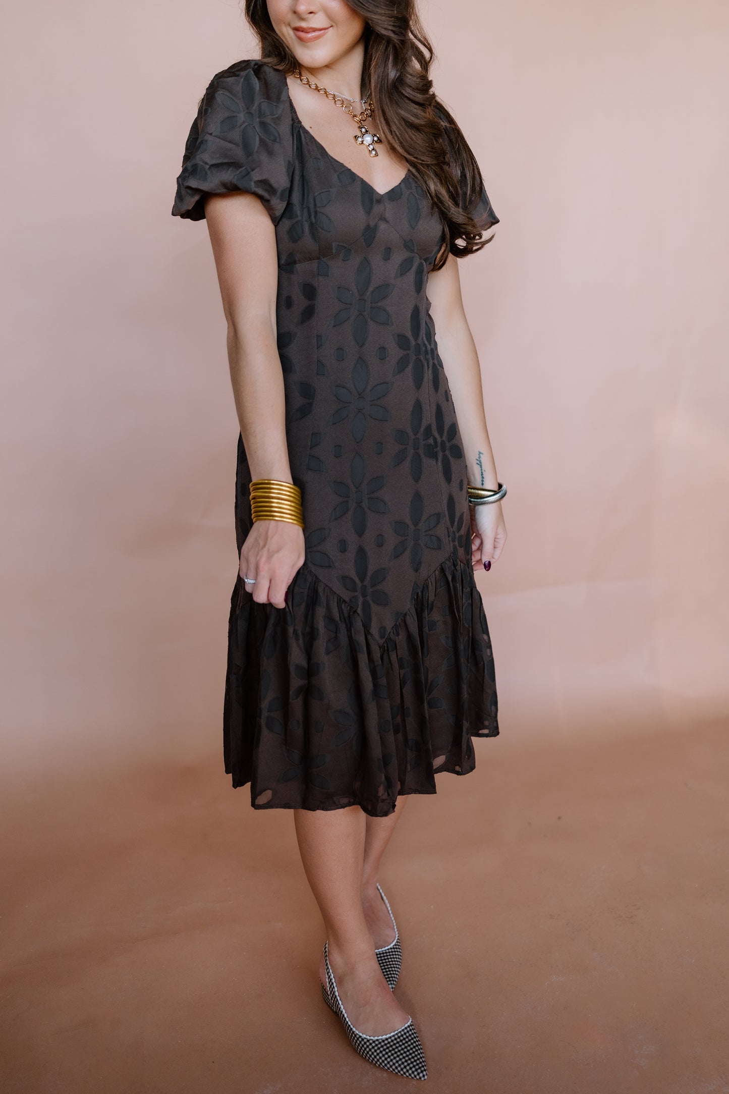 EMBROIDERED ELEGANCE MIDI DRESS