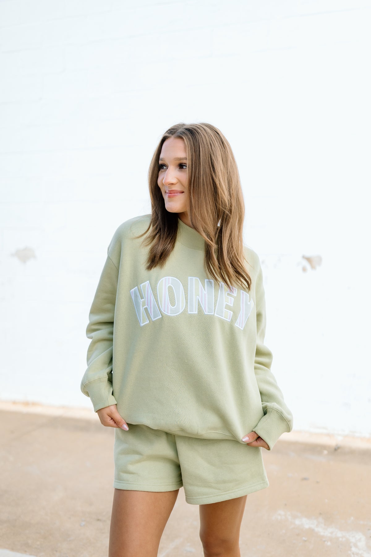 HONEY FUNKY STRIPE GREEN MOCKNECK