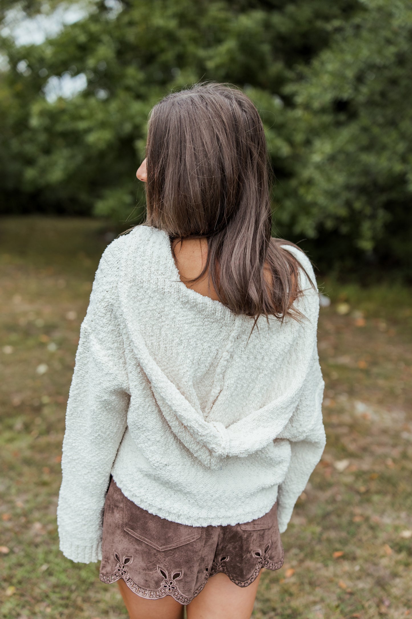 CROPPED KNIT HOODIE JACKET