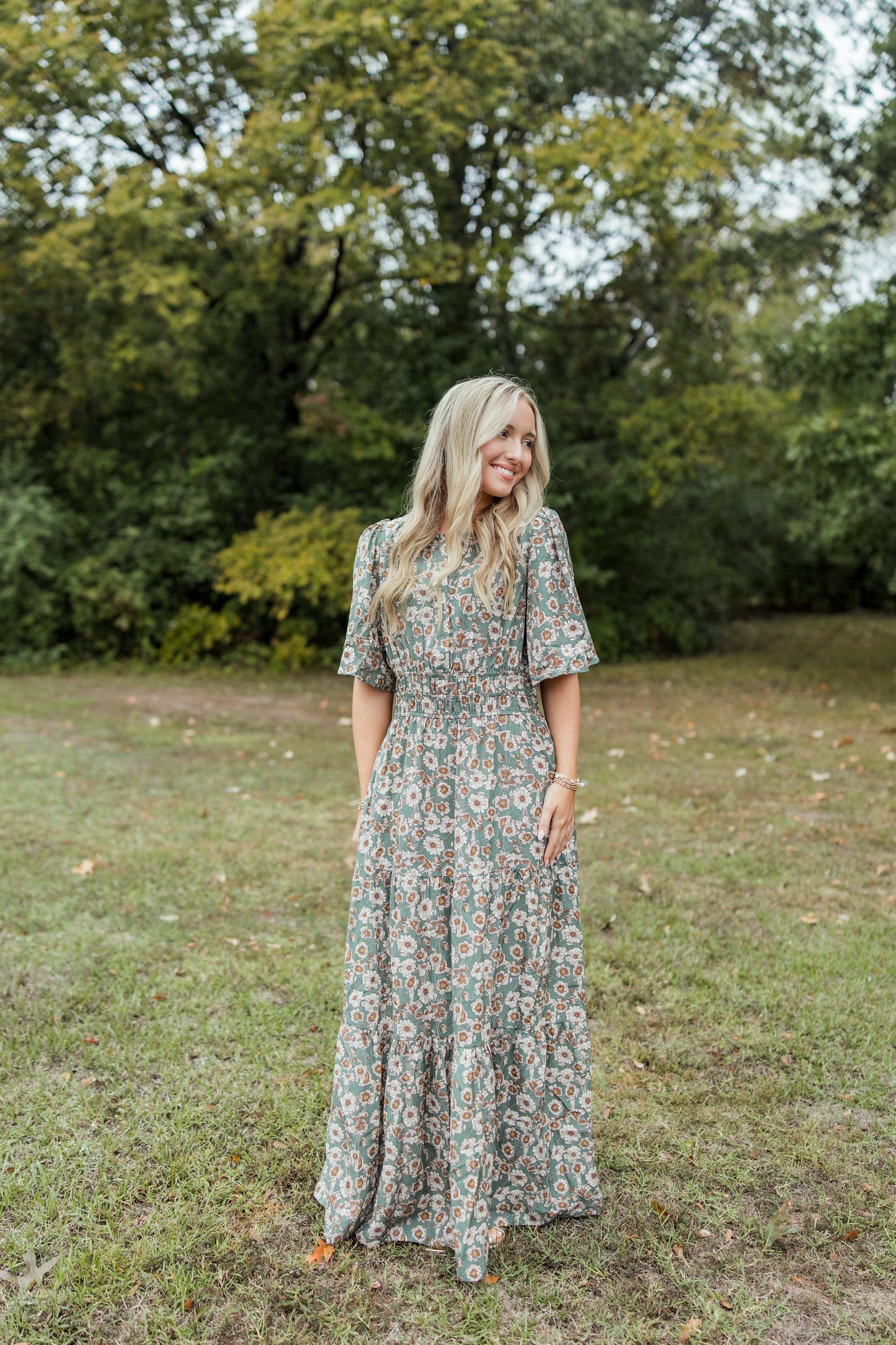 FALL FLUTTER SLEEVE MAXI DRESS