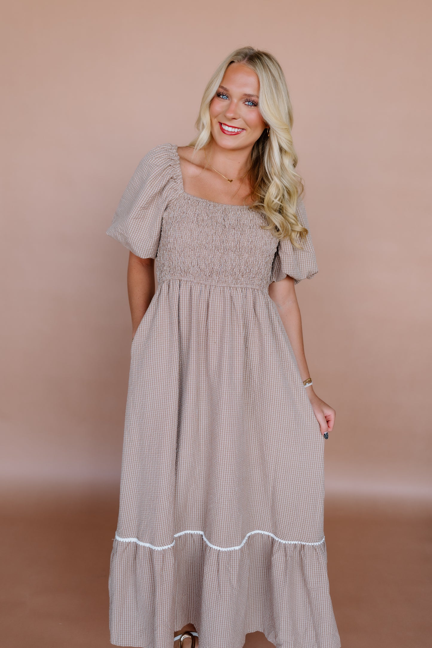 WHAT WOULD I DO SMOCKED MAXI DRESS