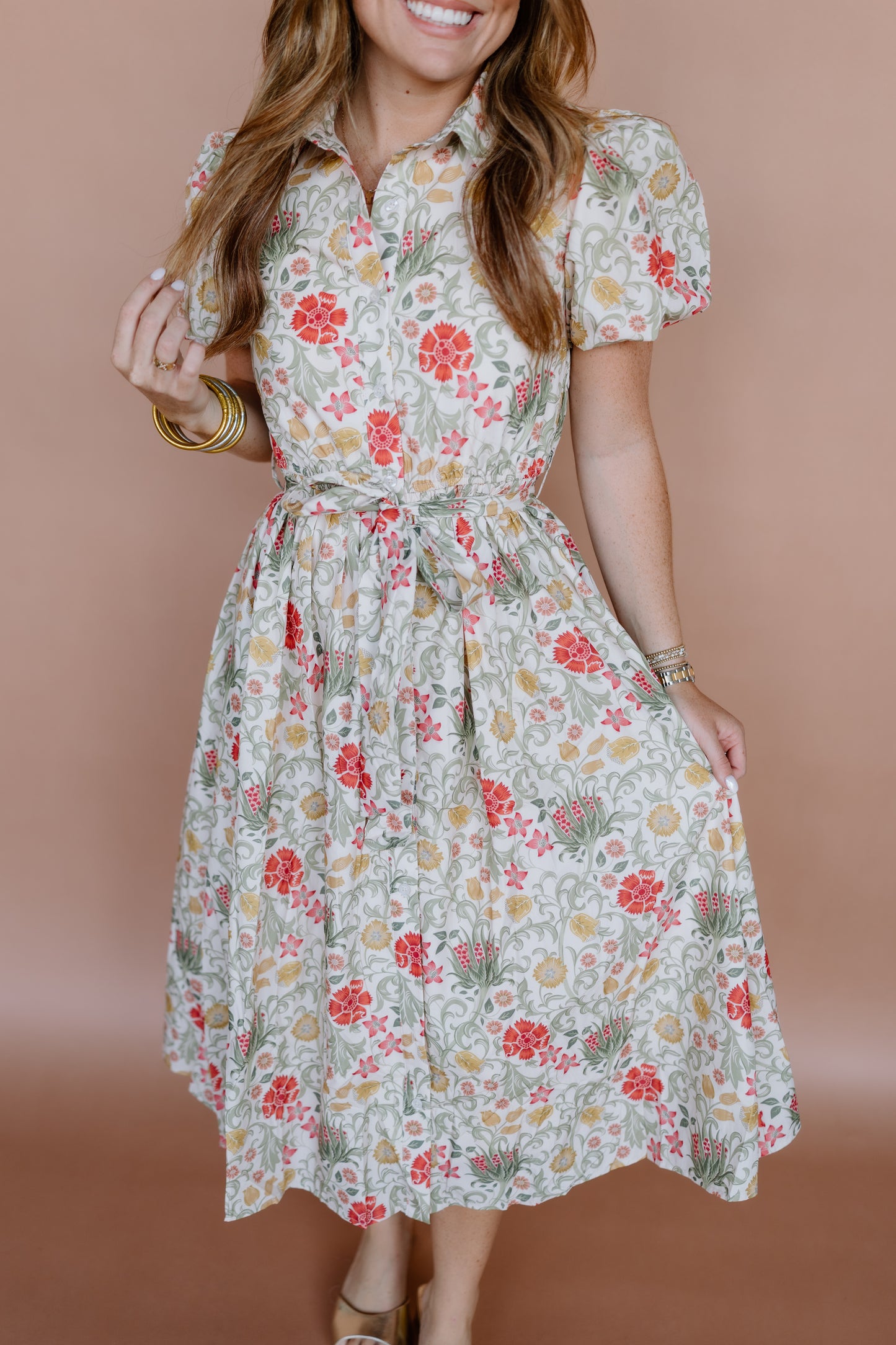 ALL IN FLORAL TIE MIDI DRESS