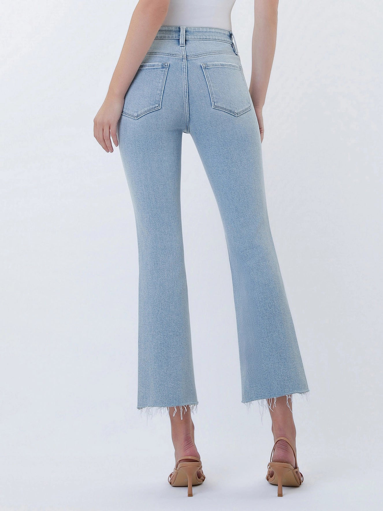 ASTONISHING HIGH RISE LIGHT WASH KICK FLARE JEANS