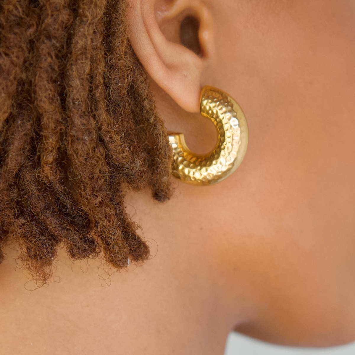 Kirby Hammered Tube Hoop Earring