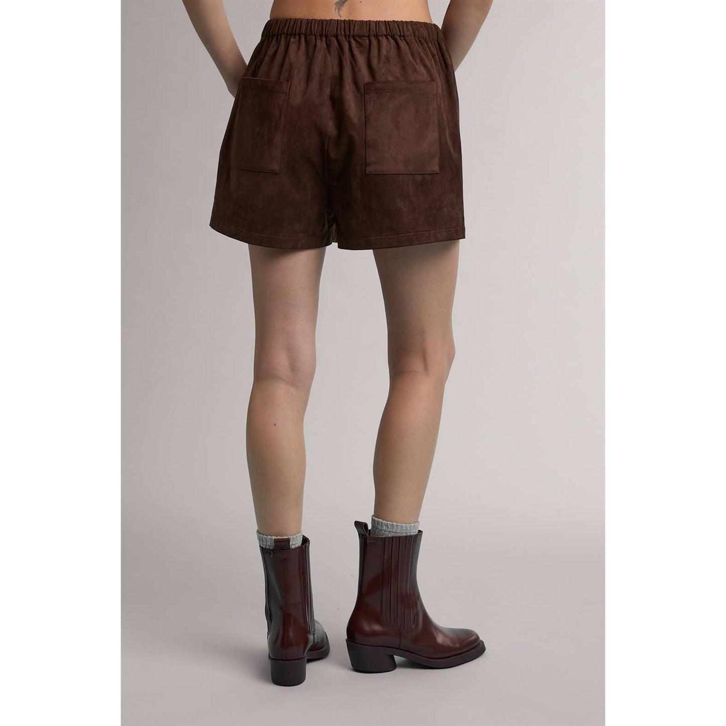 SUEDE PULL ON SHORTS