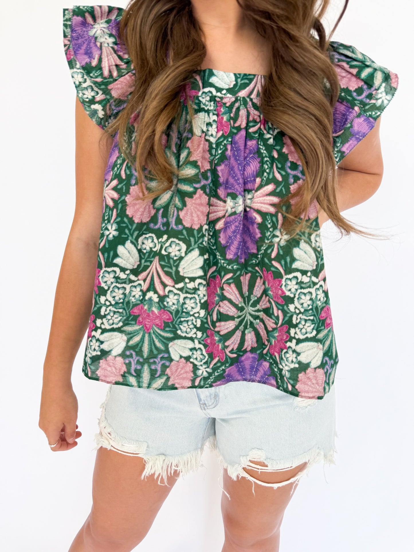 DON'T GO GREEN FLORAL TOP