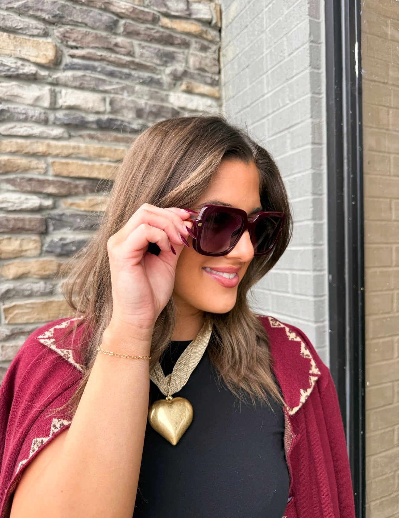 SANDRA DARK CHERRY SUNGLASSES