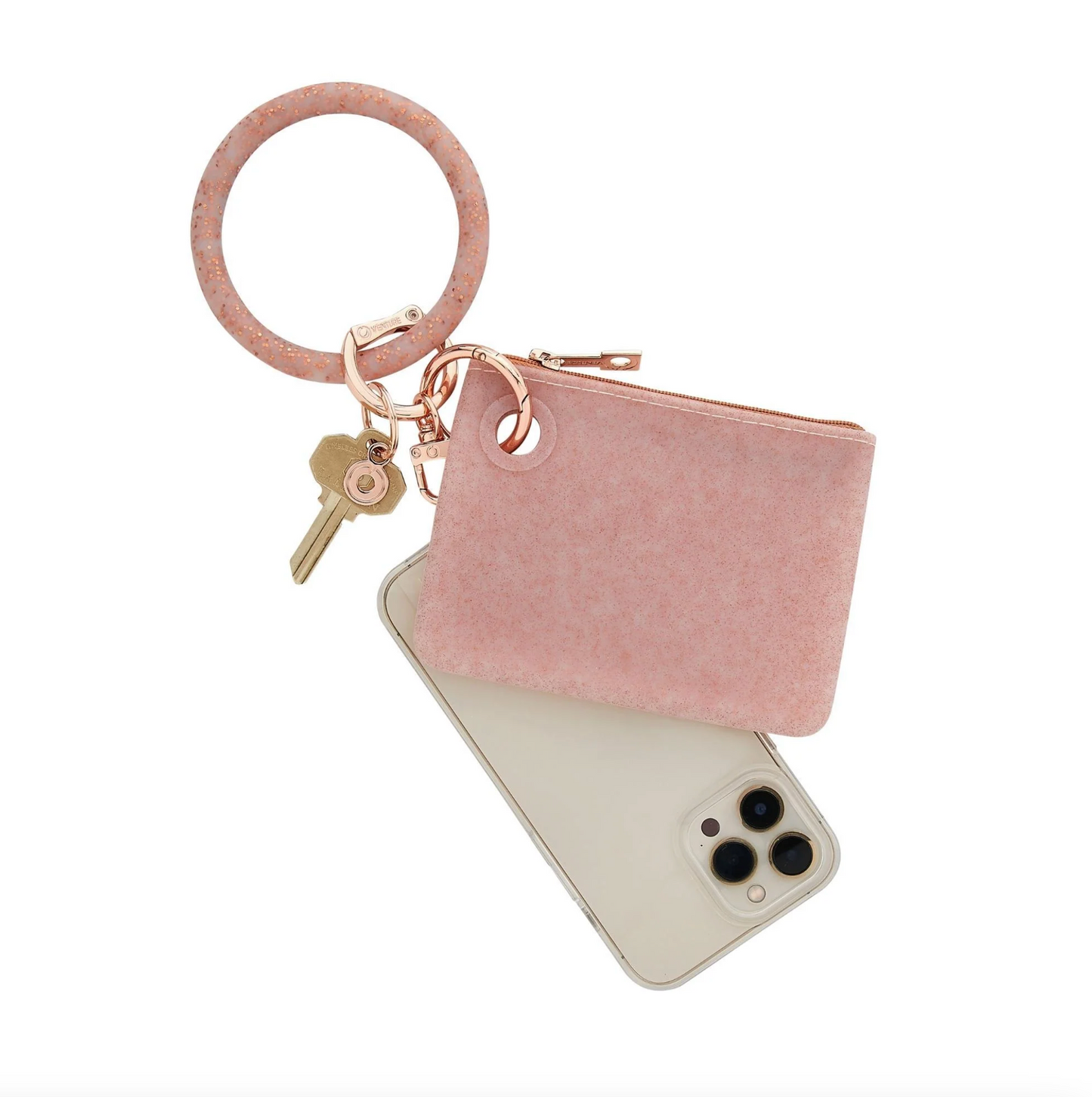 MINI POUCH - ROSE GOLD CONFETTI SILICONE