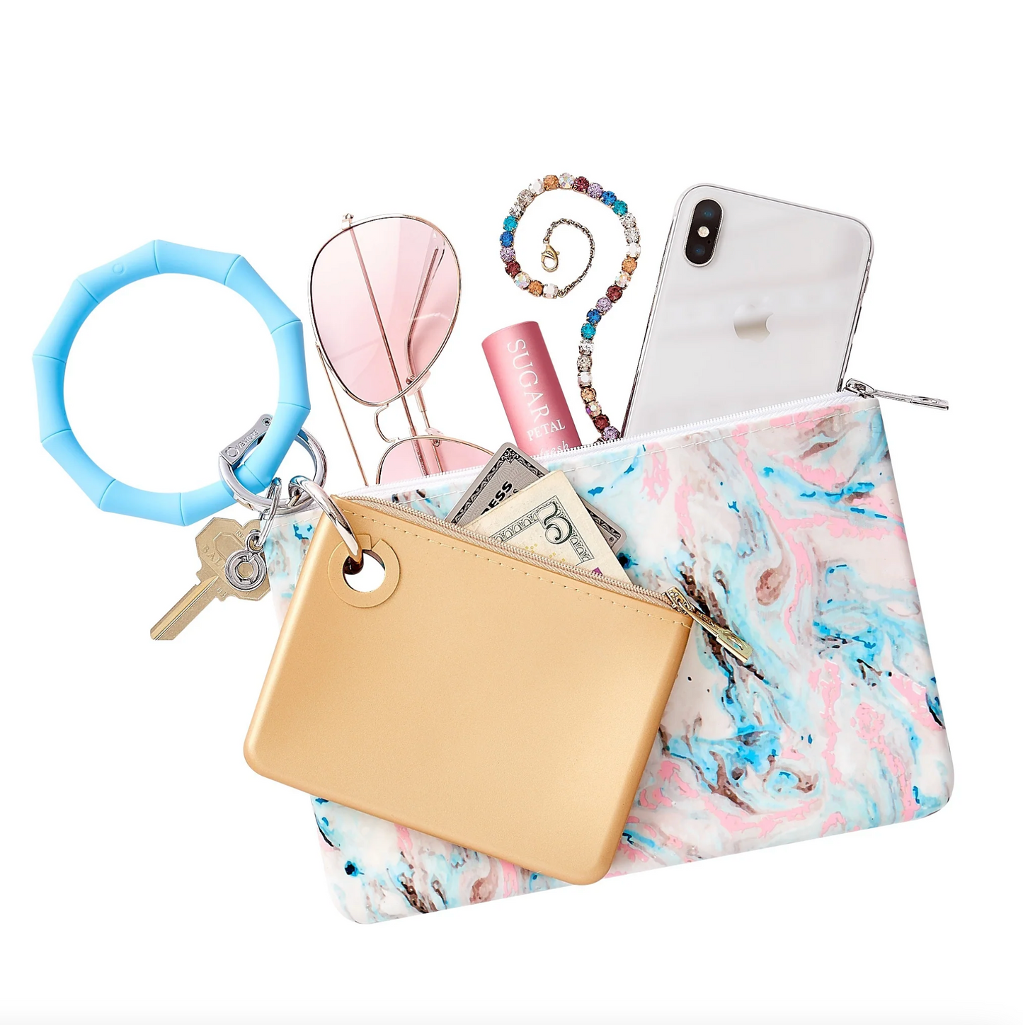 SILICONE BIG O® KEY RING - SWEET CAROLINA BLUE BAMBOO