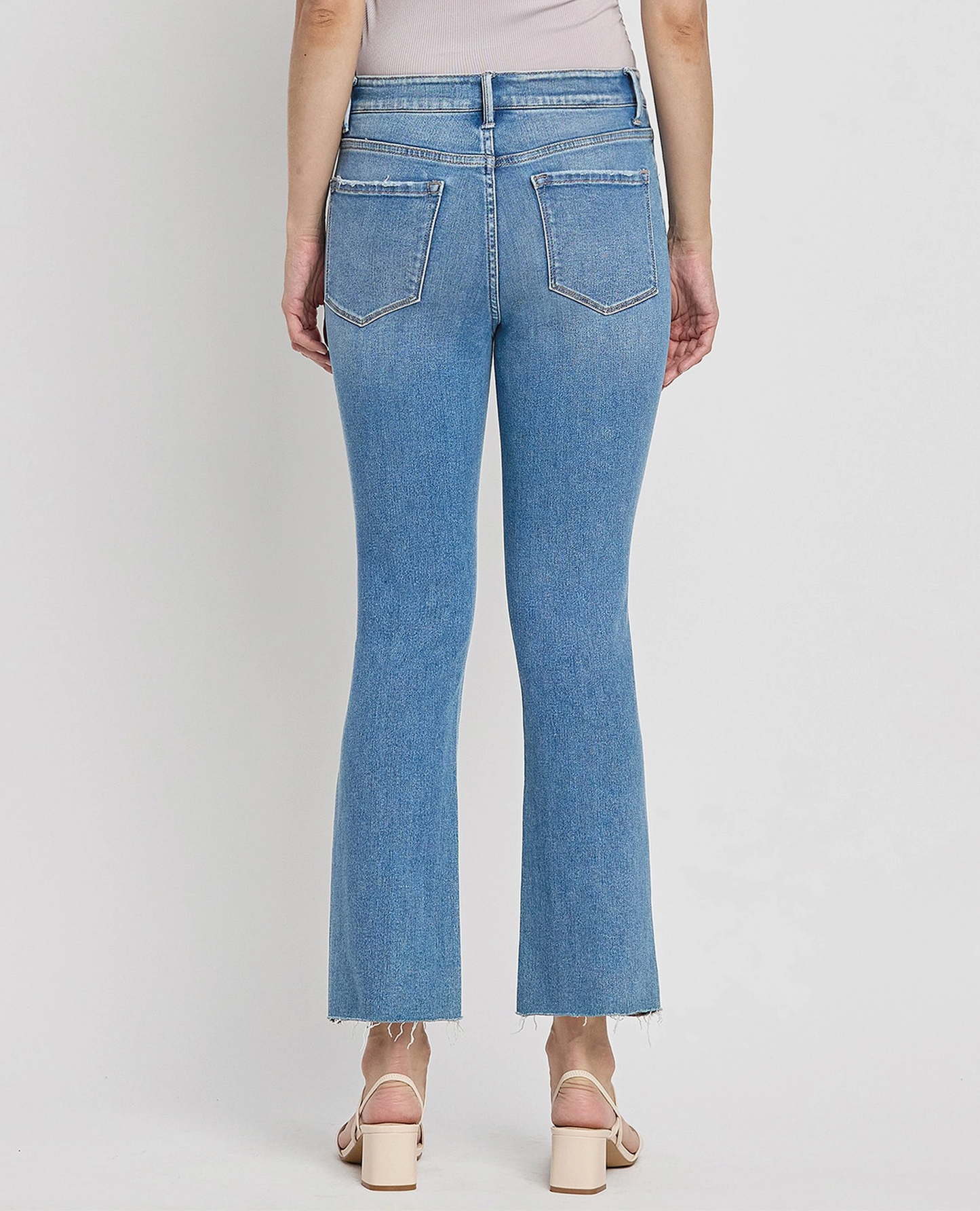 HIGH RISE RAW HEM CROP FLARE JEAN