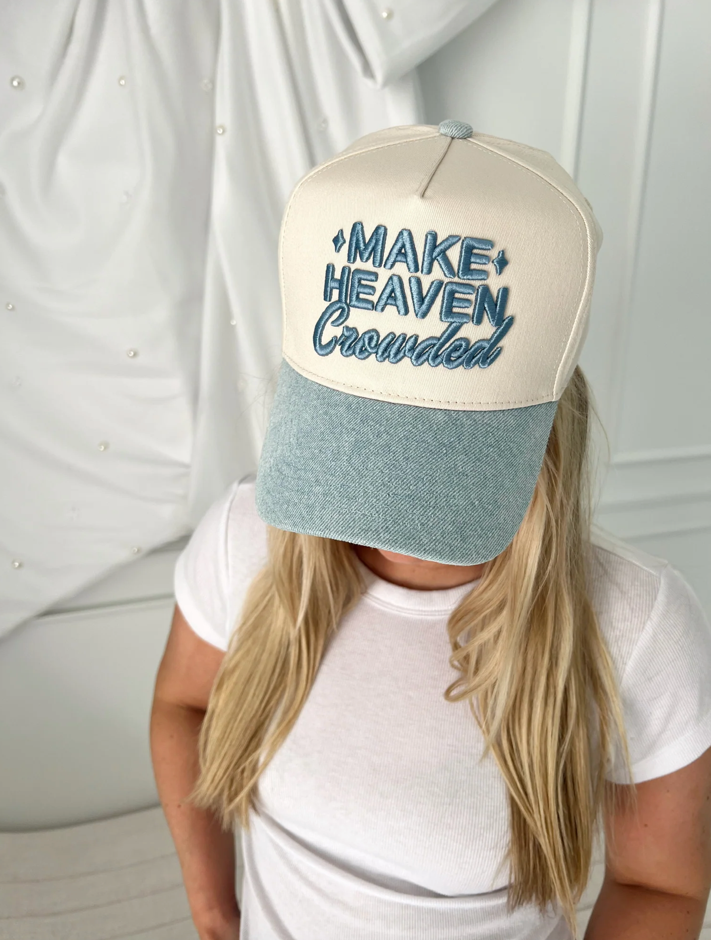 MAKE HEAVEN CROWDED TRUCKER HAT
