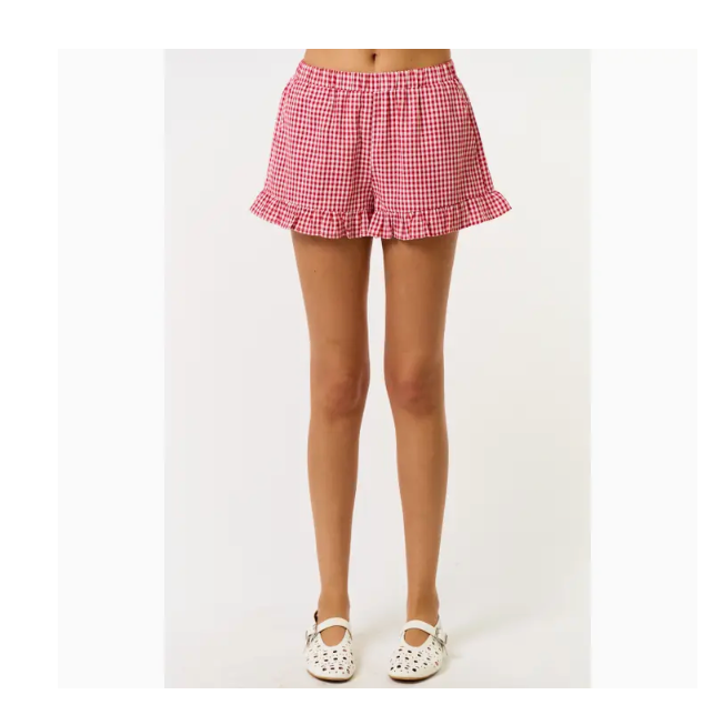GINGHAM RUFFLE SHORTS