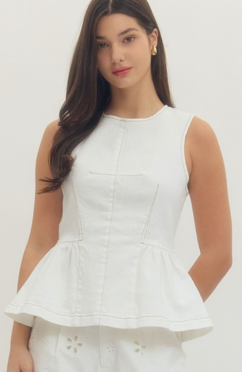 TOP STITCH PEPLUM TOP