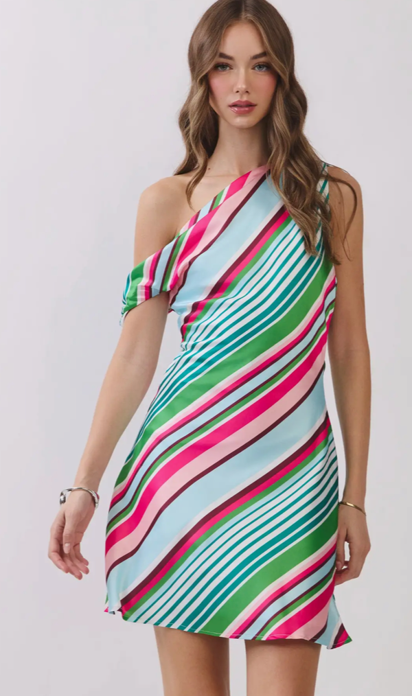 THE THRILLER MULTI STRIPE MINI DRESS